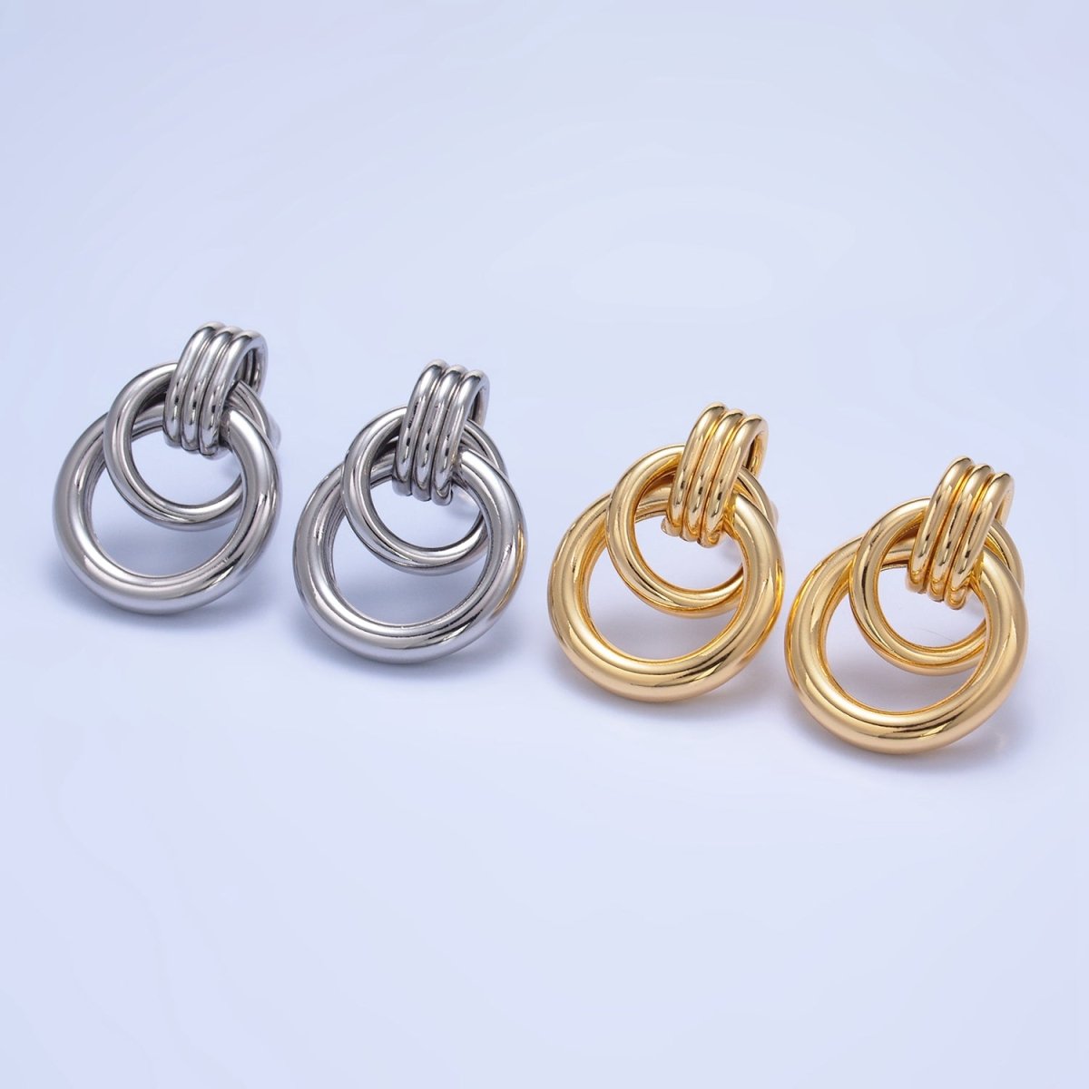 24K Gold Filled Geometric Circular Stud Earrings in Gold, Silver & Mixed Metal | P361 P362 V249