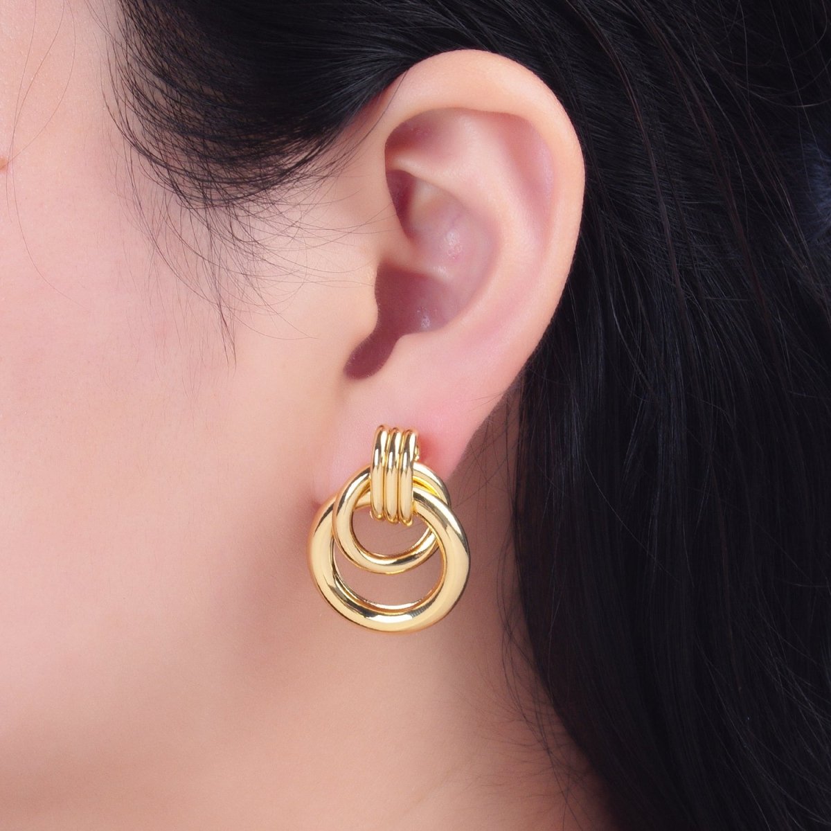 24K Gold Filled Geometric Circular Stud Earrings in Gold, Silver & Mixed Metal | P361 P362 V249