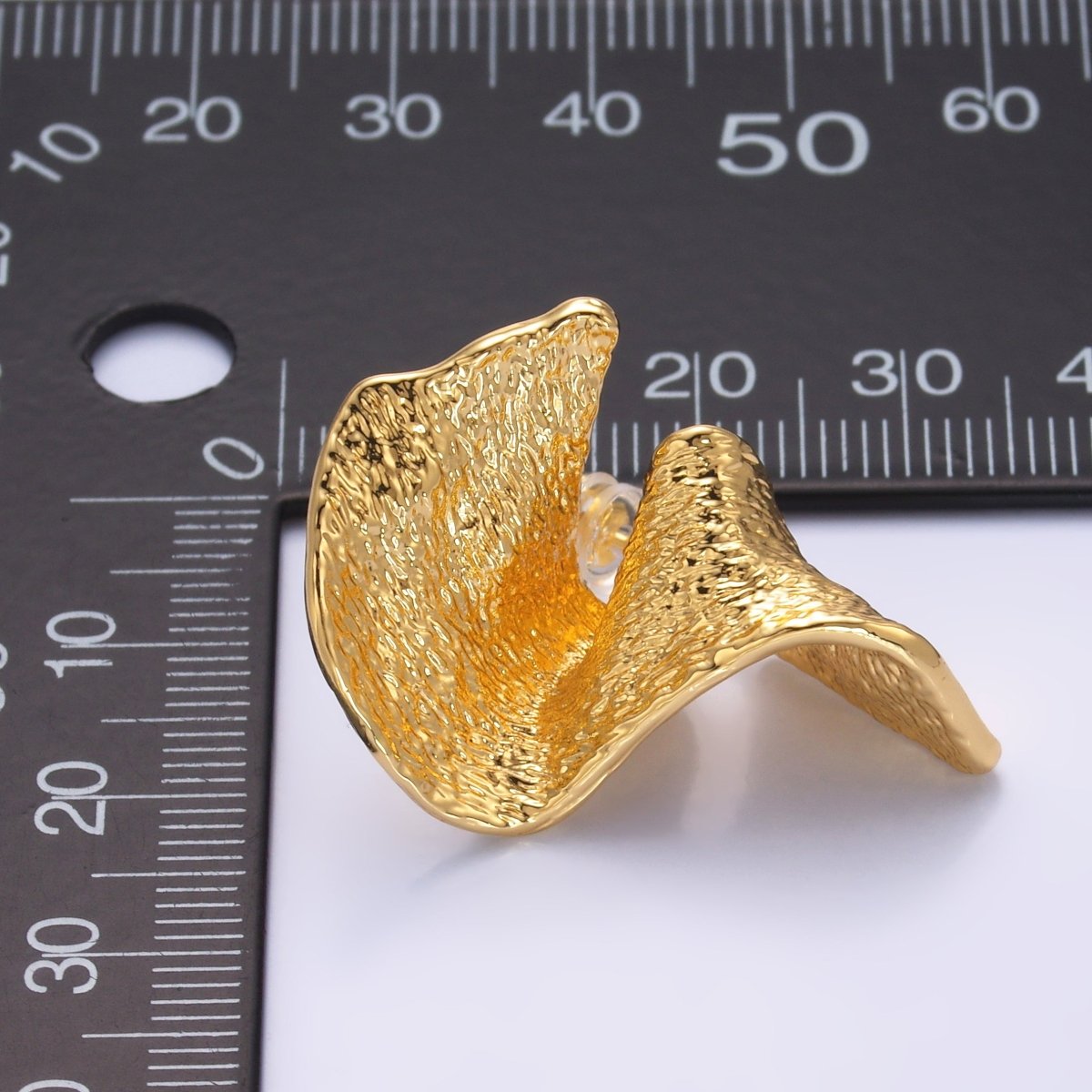 24K Gold Filled Geometric Hammered Foil Stud Earrings | AD569 - DLUXCA