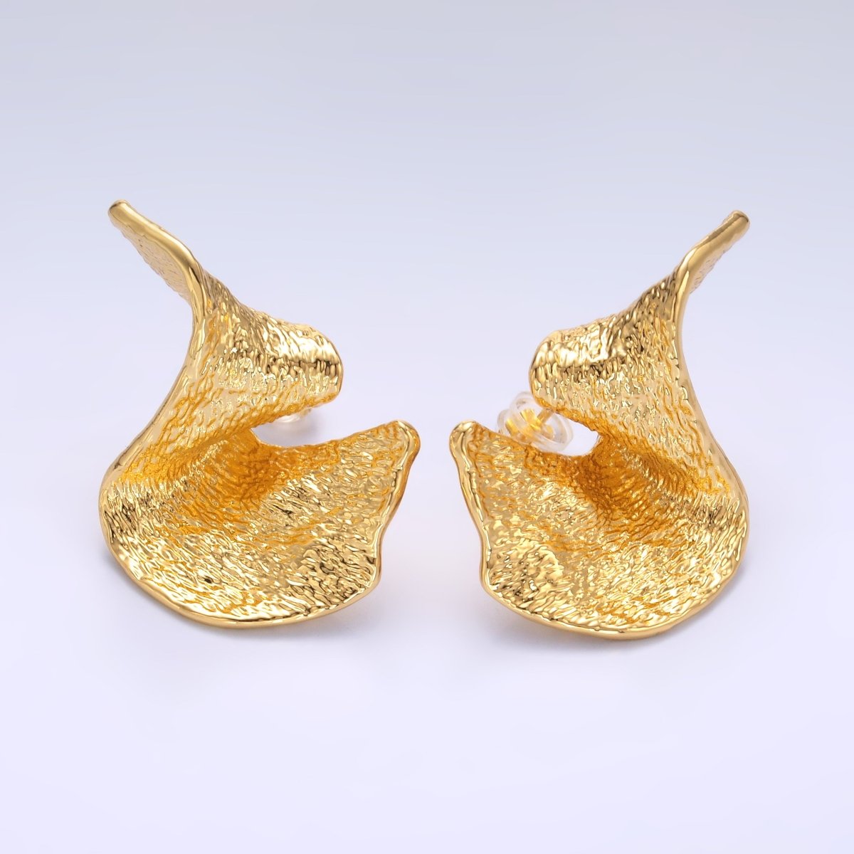 24K Gold Filled Geometric Hammered Foil Stud Earrings | AD569 - DLUXCA