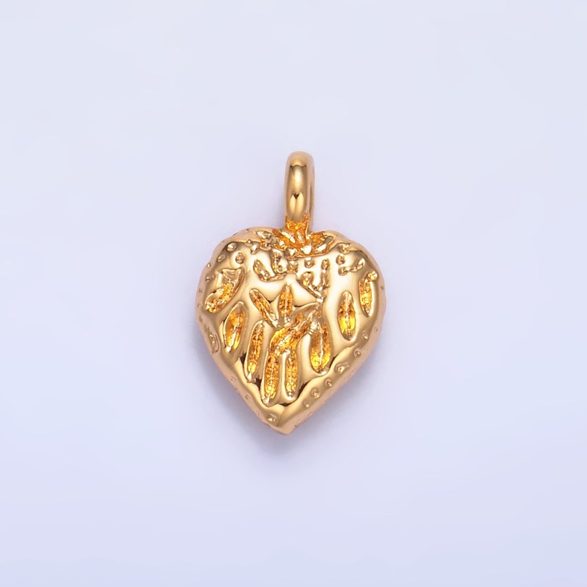 24K Gold Filled Geometric Hammered Heart Pendant | W386 - DLUXCA