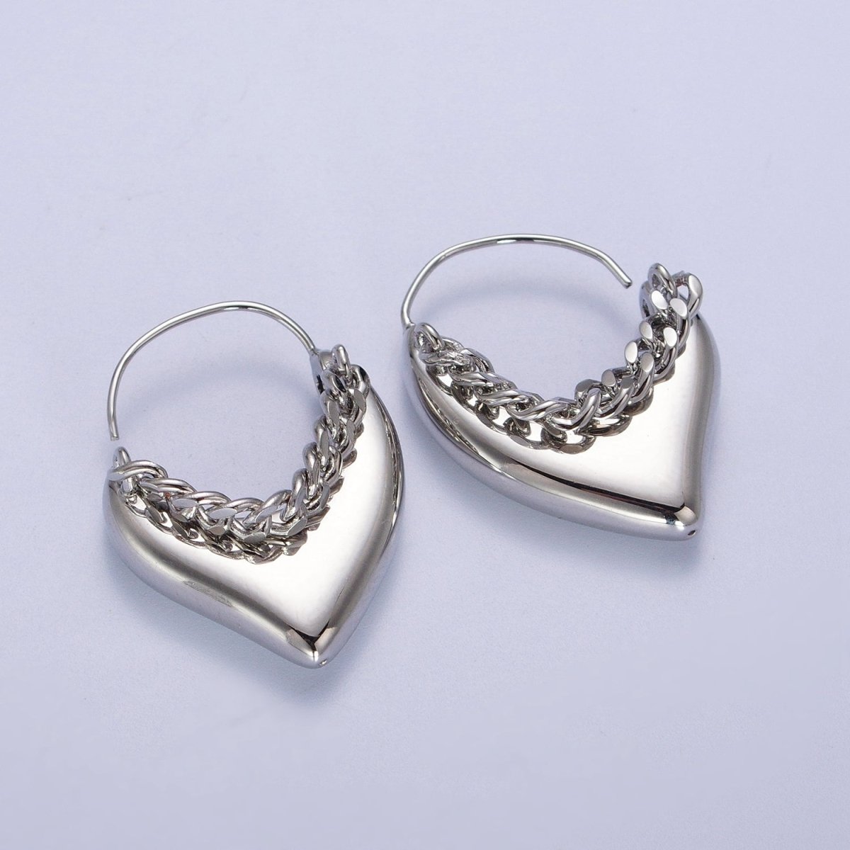 24K Gold Filled Geometric Hanging Heart Earring Open Hoop Stud Earrings in Gold Silver P-283 P-284