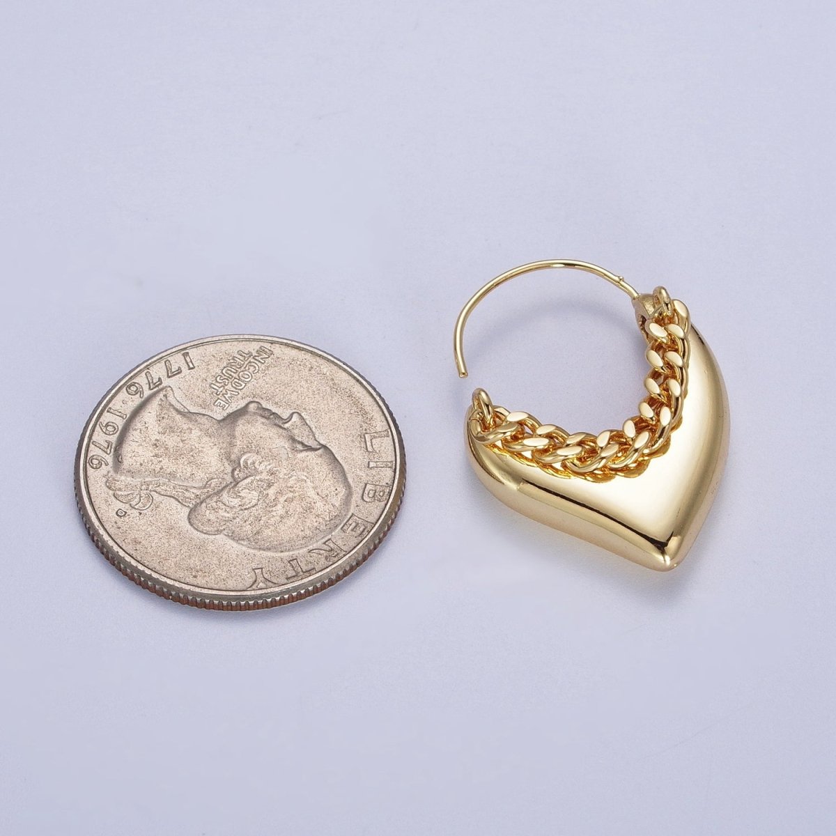 24K Gold Filled Geometric Hanging Heart Earring Open Hoop Stud Earrings in Gold Silver P-283 P-284