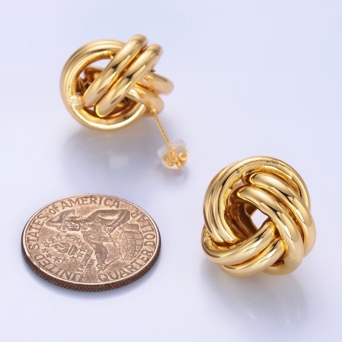 24K Gold Filled Geometric Knot Stud Earrings | AB1106 - DLUXCA
