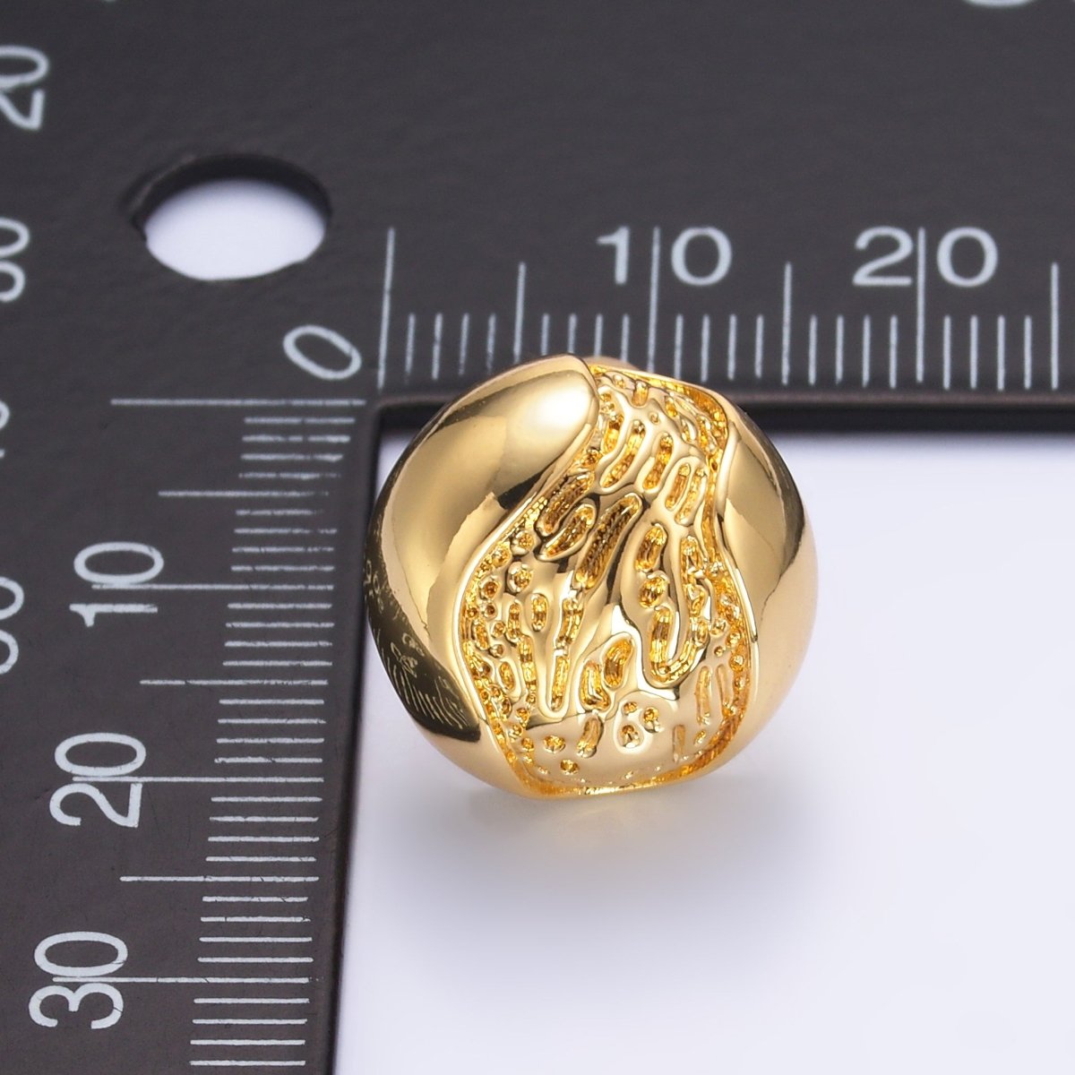 24K Gold Filled Geometric Molten Round Stud Earrings | AB715 - DLUXCA