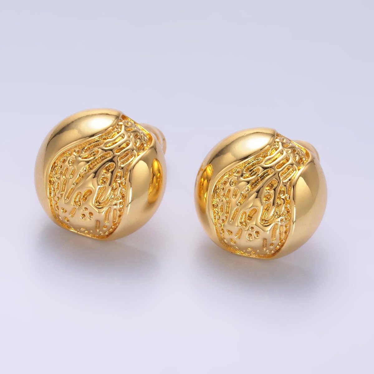 24K Gold Filled Geometric Molten Round Stud Earrings | AB715 - DLUXCA