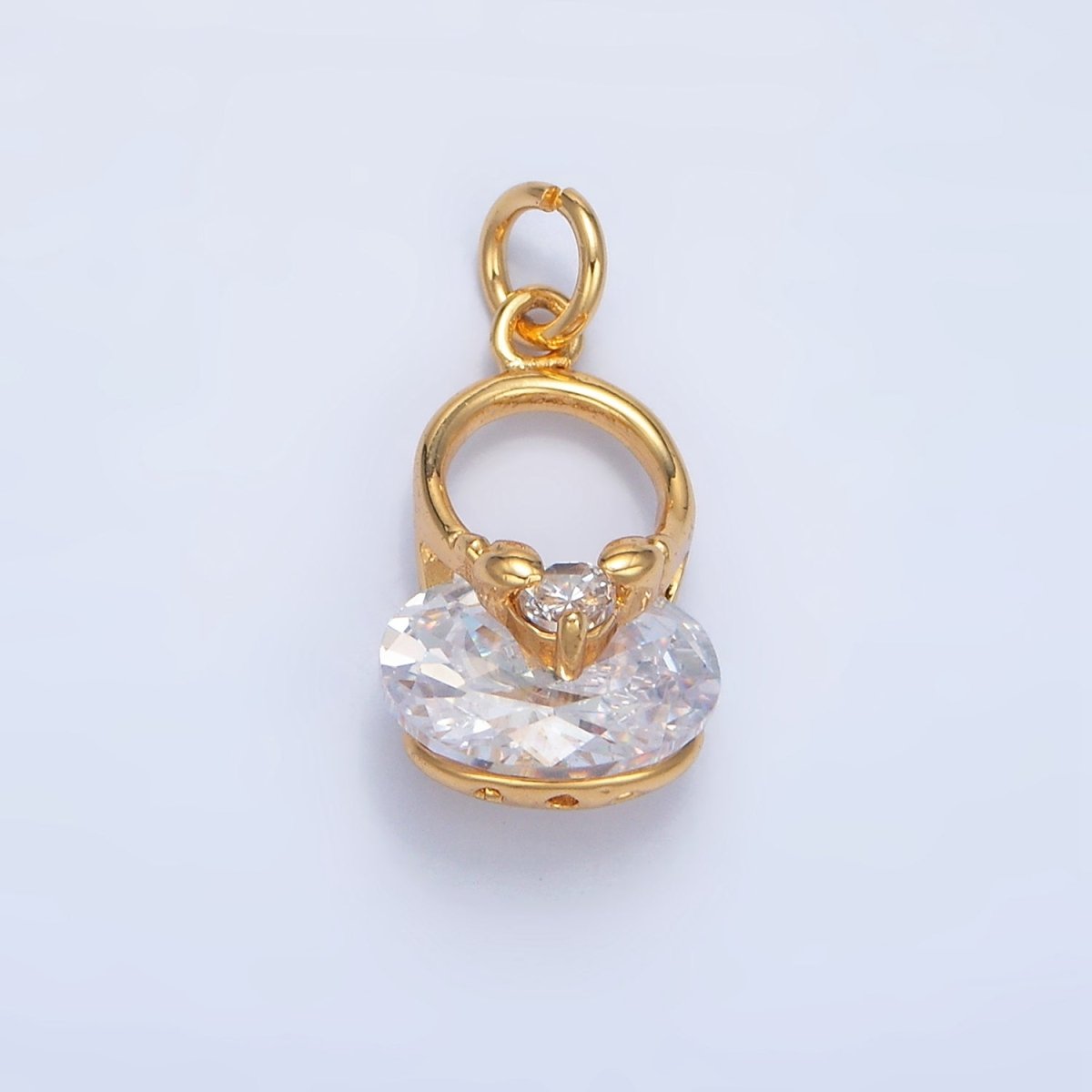24K Gold Filled Geometric Mouse CZ Charm in Gold & Silver | W064