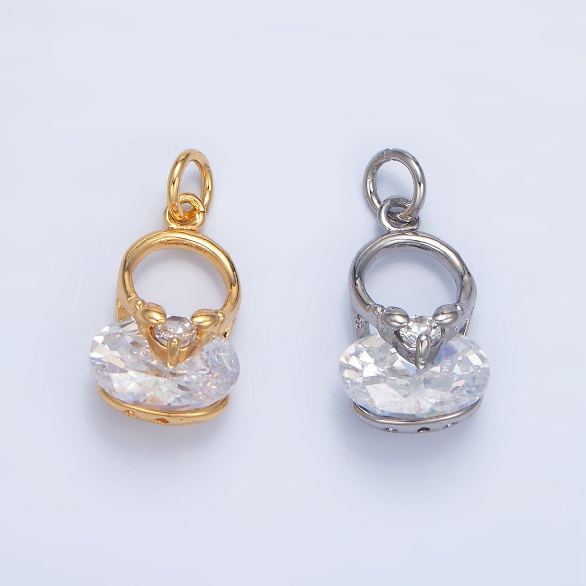 24K Gold Filled Geometric Mouse CZ Charm in Gold & Silver | W064