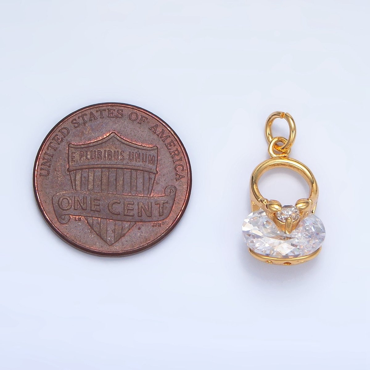 24K Gold Filled Geometric Mouse CZ Charm in Gold & Silver | W064