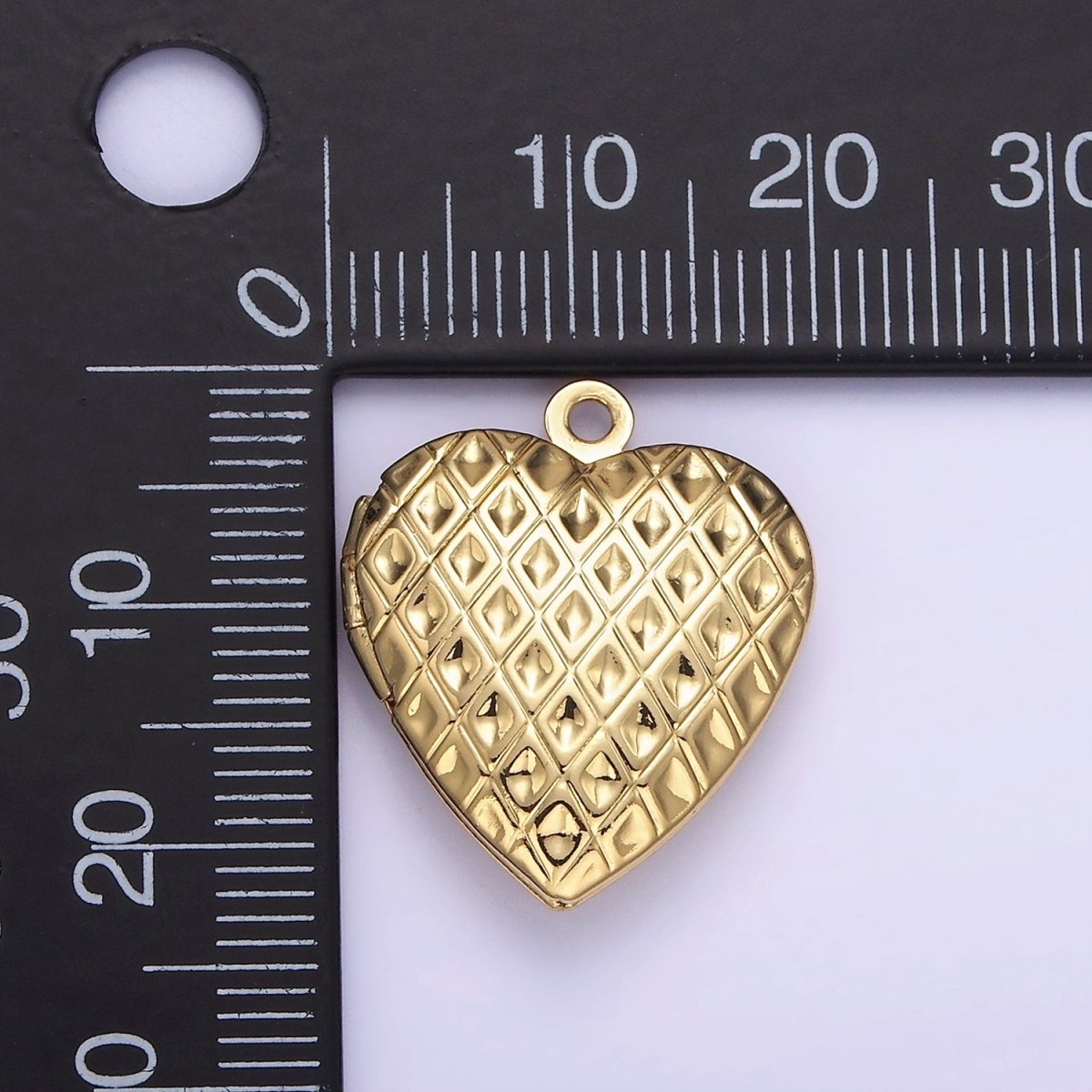 14K Gold Filled Geometric Rhombus Indent Heart Locket Charm in Gold & Silver | D410