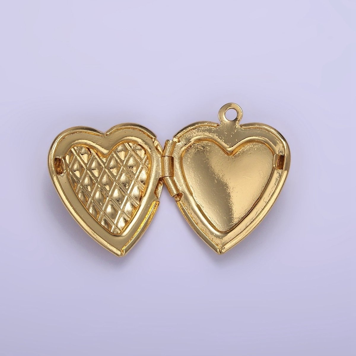 14K Gold Filled Geometric Rhombus Indent Heart Locket Charm in Gold & Silver | D410
