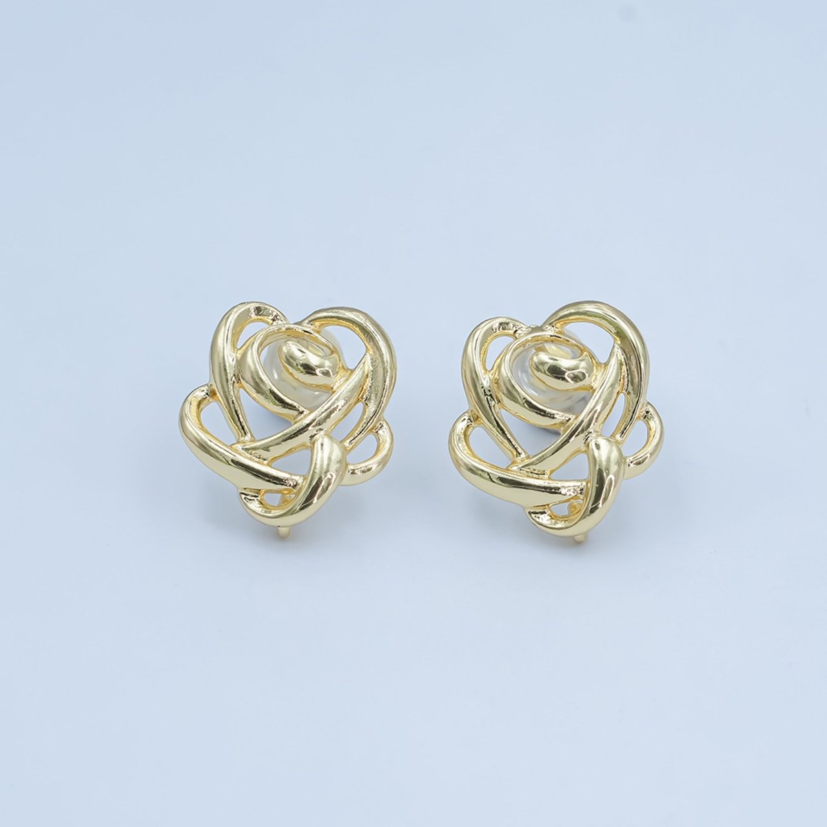 24K Gold Filled Geometric Rope Drop Stud Earrings Findings | Z1113 - DLUXCA