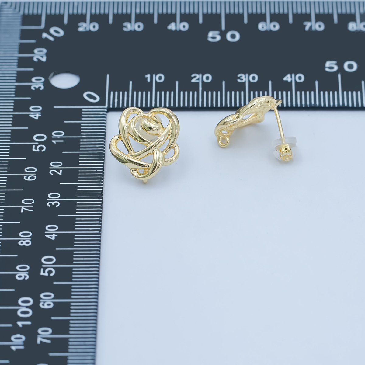 24K Gold Filled Geometric Rope Drop Stud Earrings Findings | Z1113 - DLUXCA