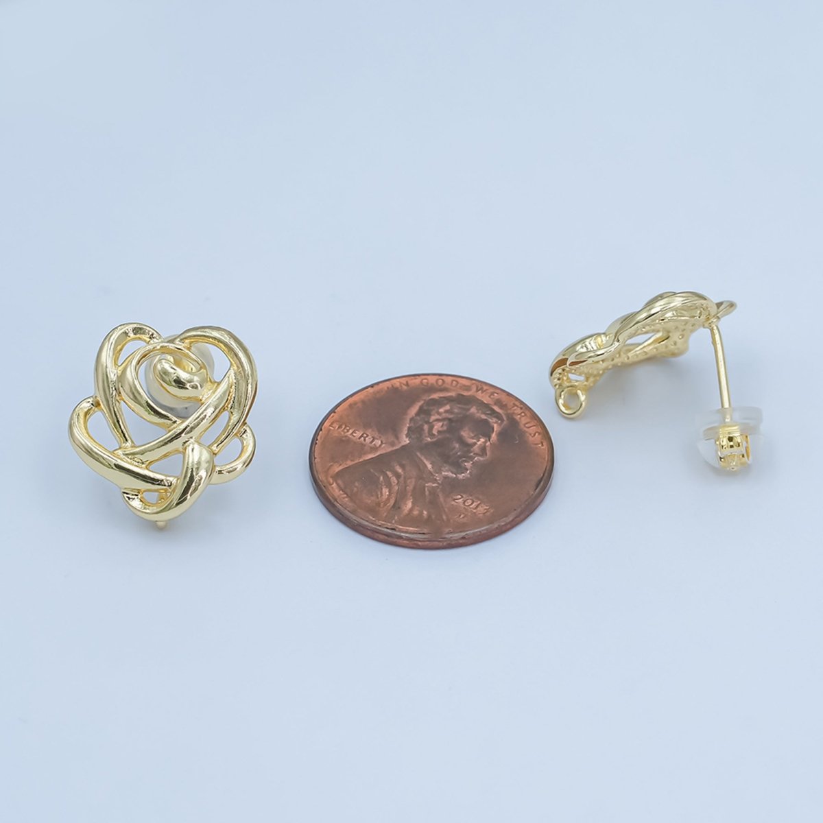 24K Gold Filled Geometric Rope Drop Stud Earrings Findings | Z1113 - DLUXCA