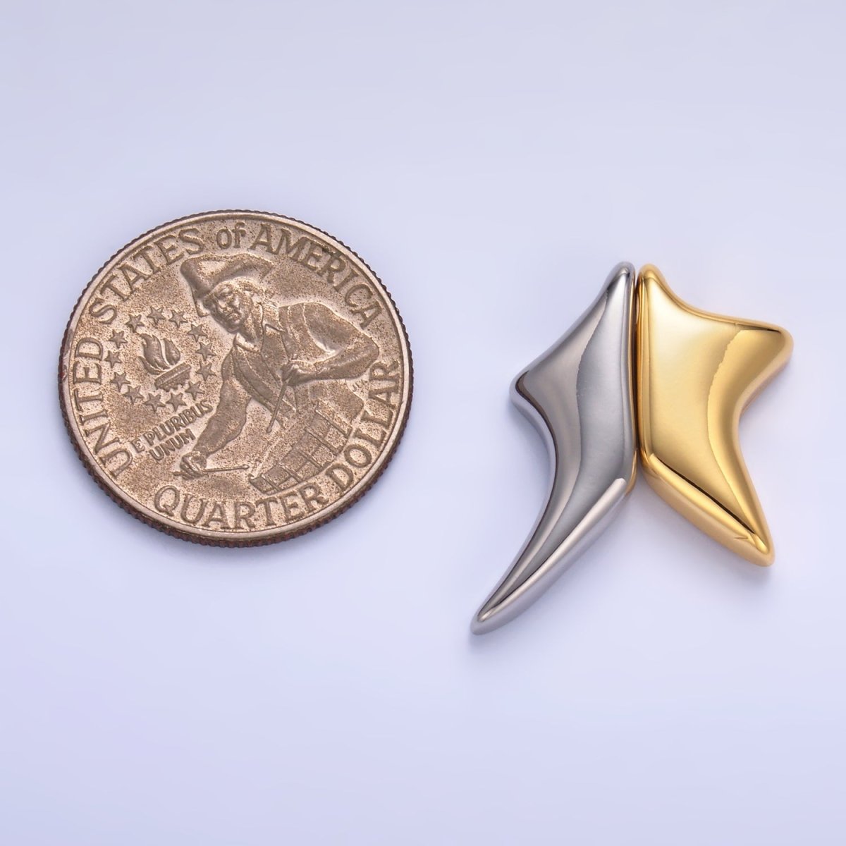 24K Gold Filled Geometric Star Mixed Metal Slide Charm Set | W823 - DLUXCA