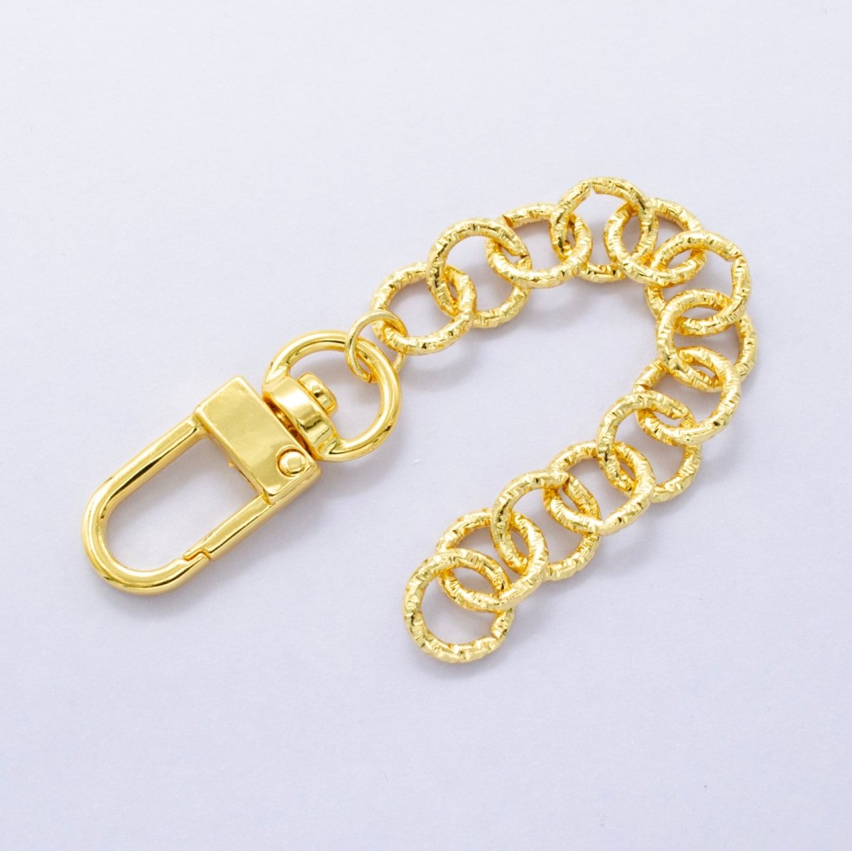 24K Gold Filled Geometric Sunburst Rolo Chain Bag Purse Charm Swivel Keychain Findings | WA - 2905 - DLUXCA