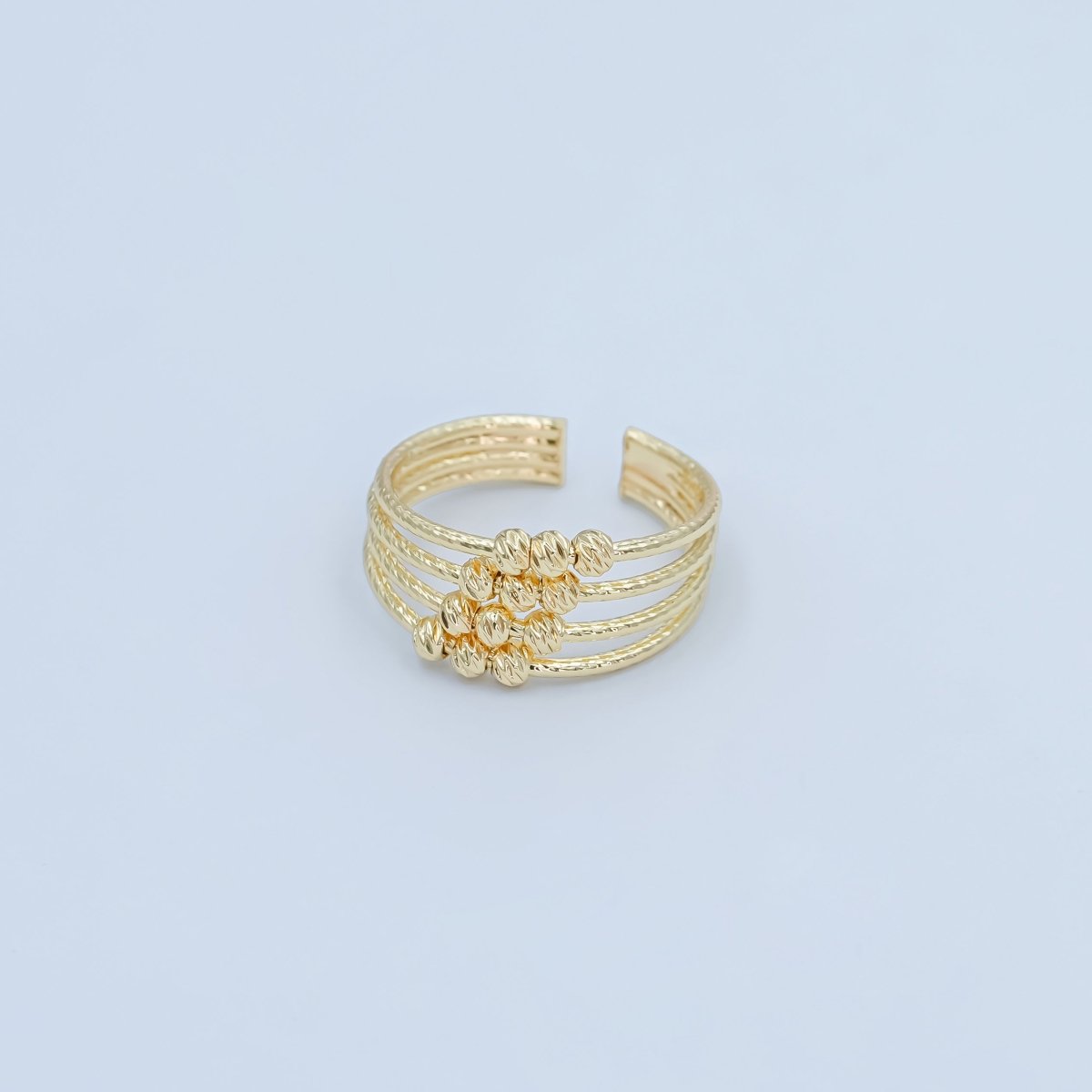 24K Gold Filled Geometric Textured Bead Multi Band Ring | O1000 - DLUXCA