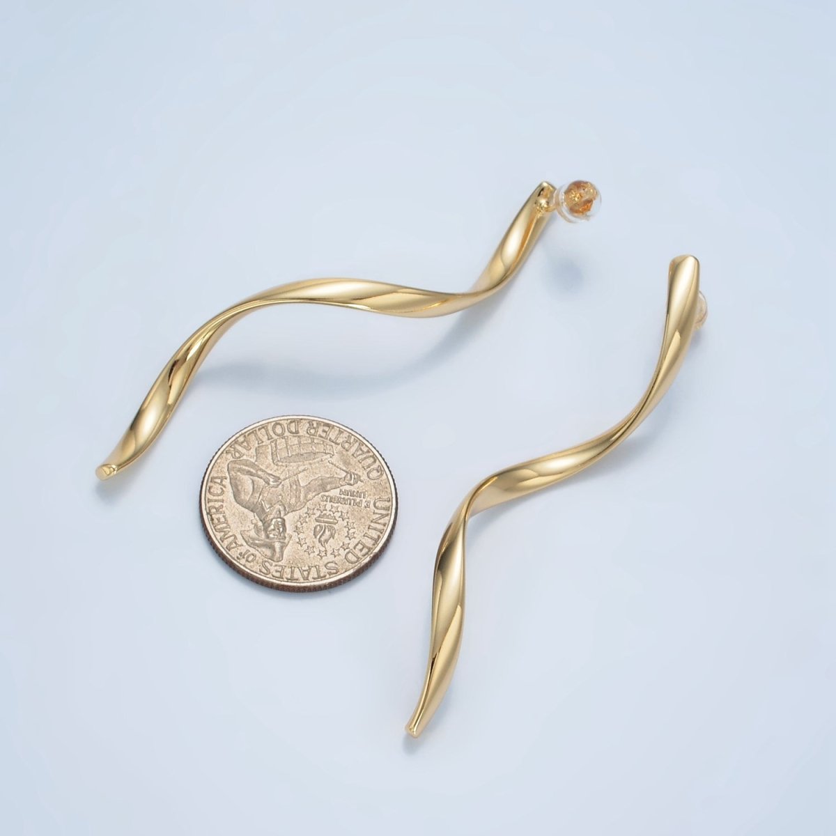 24K Gold Filled Geometric Wavy Stud Earrings in Gold & Silver | AD600 AD601