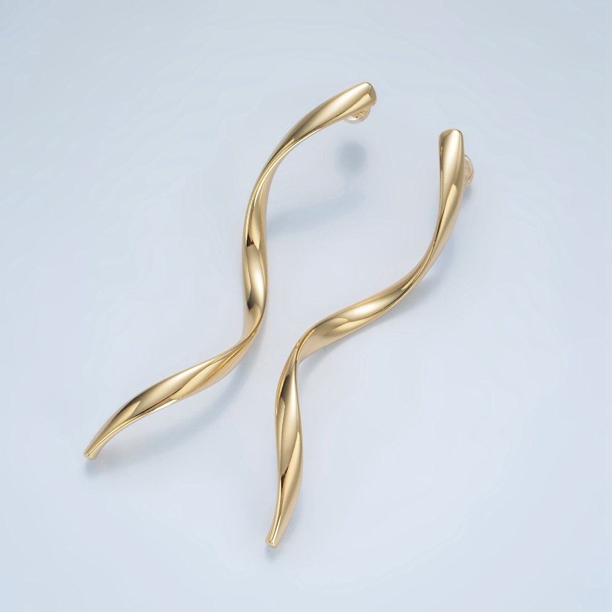 24K Gold Filled Geometric Wavy Stud Earrings in Gold & Silver | AD600 AD601