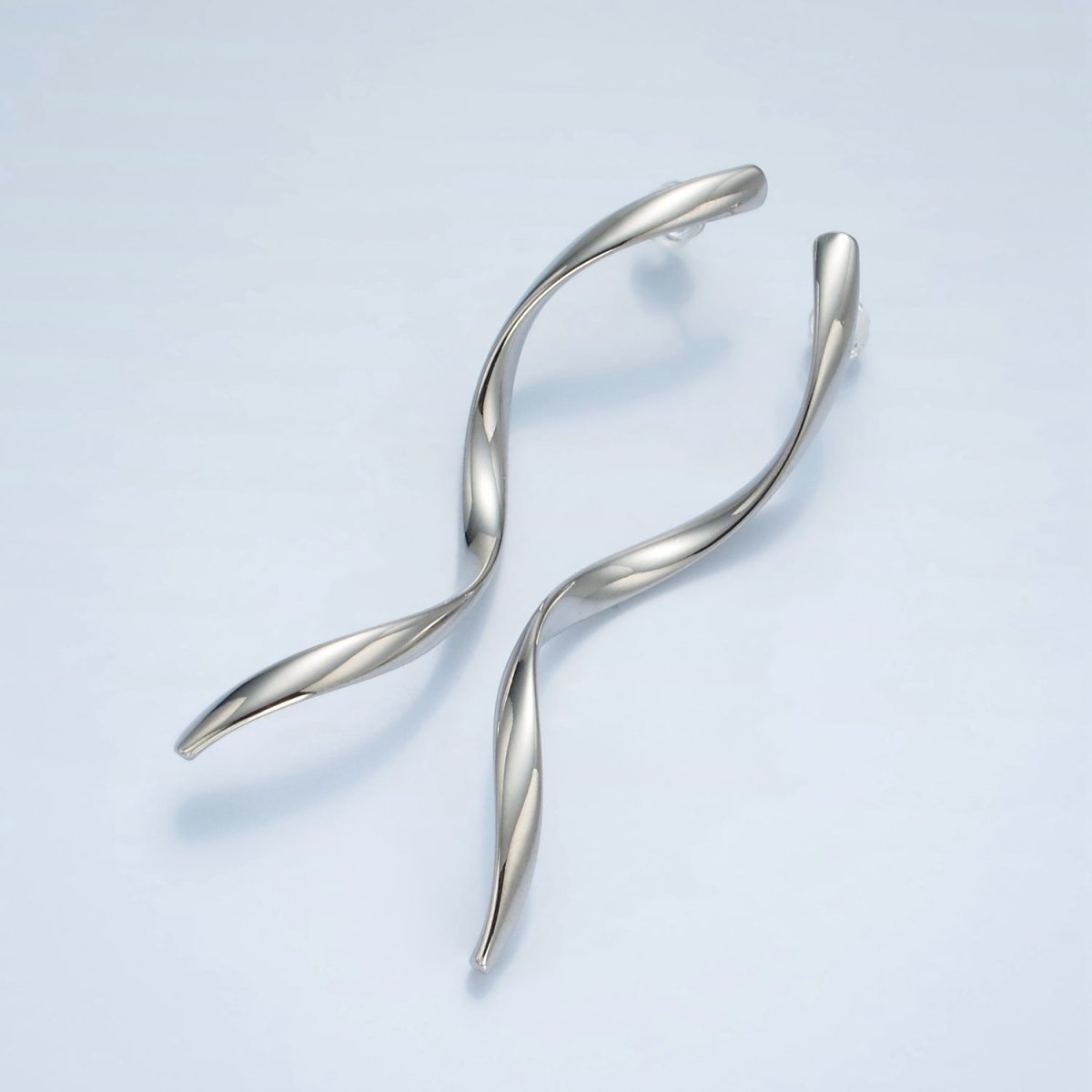 24K Gold Filled Geometric Wavy Stud Earrings in Gold & Silver | AD600 AD601