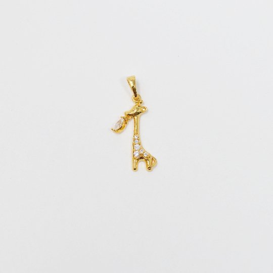 24k Gold Filled Giraffe Charm Giraffes African Safari 3D Pendant Animal Charm for Kids Jewelry Micro Pave Charm Necklace, J-216 - DLUXCA