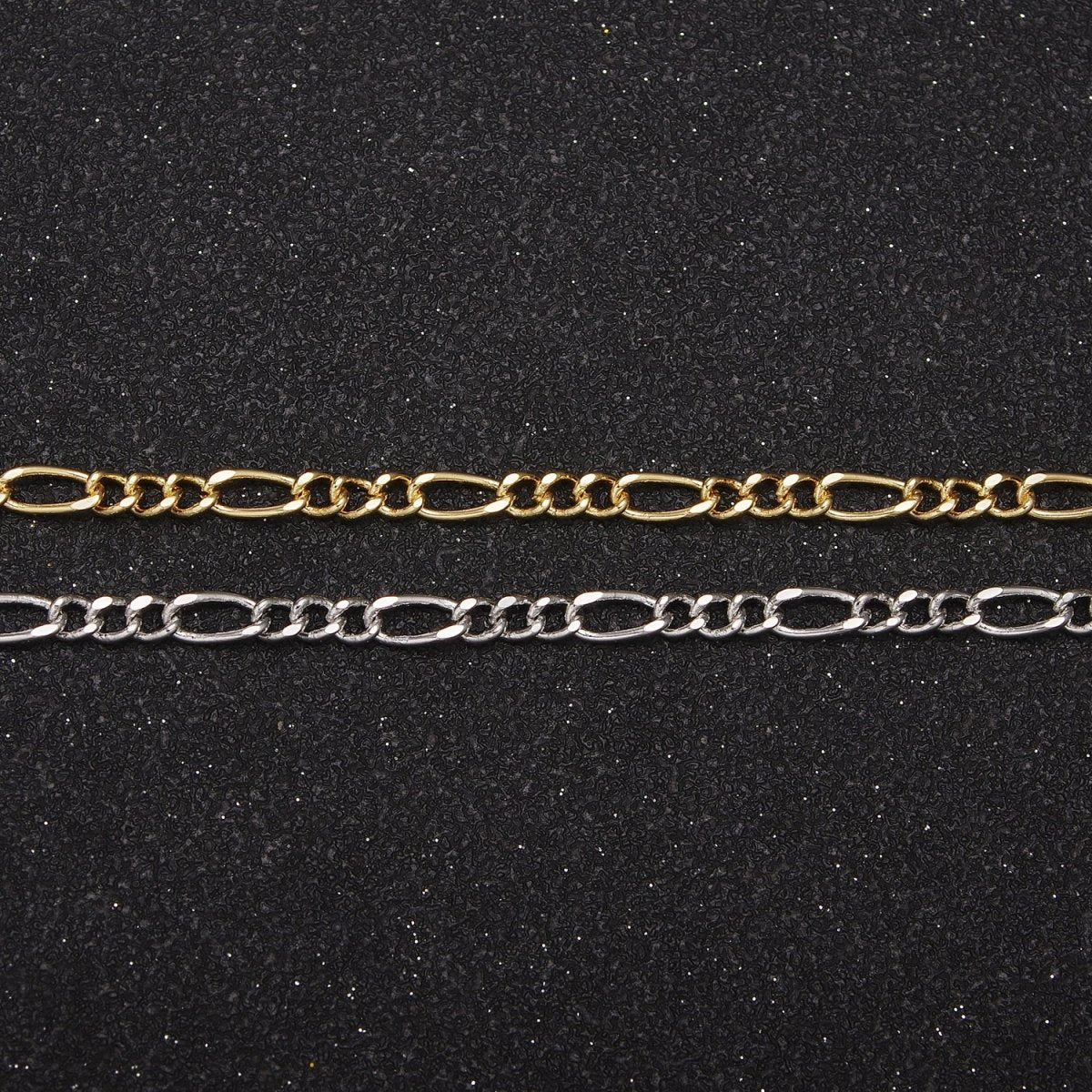 24K Gold Filled Gold Silver Figaro Unfinished Chain, Dainty Figaro Wholesale Chain by Yard For Jewelry Making Supply Component | ROLL-631, ROLL-632 Clearance Pricing