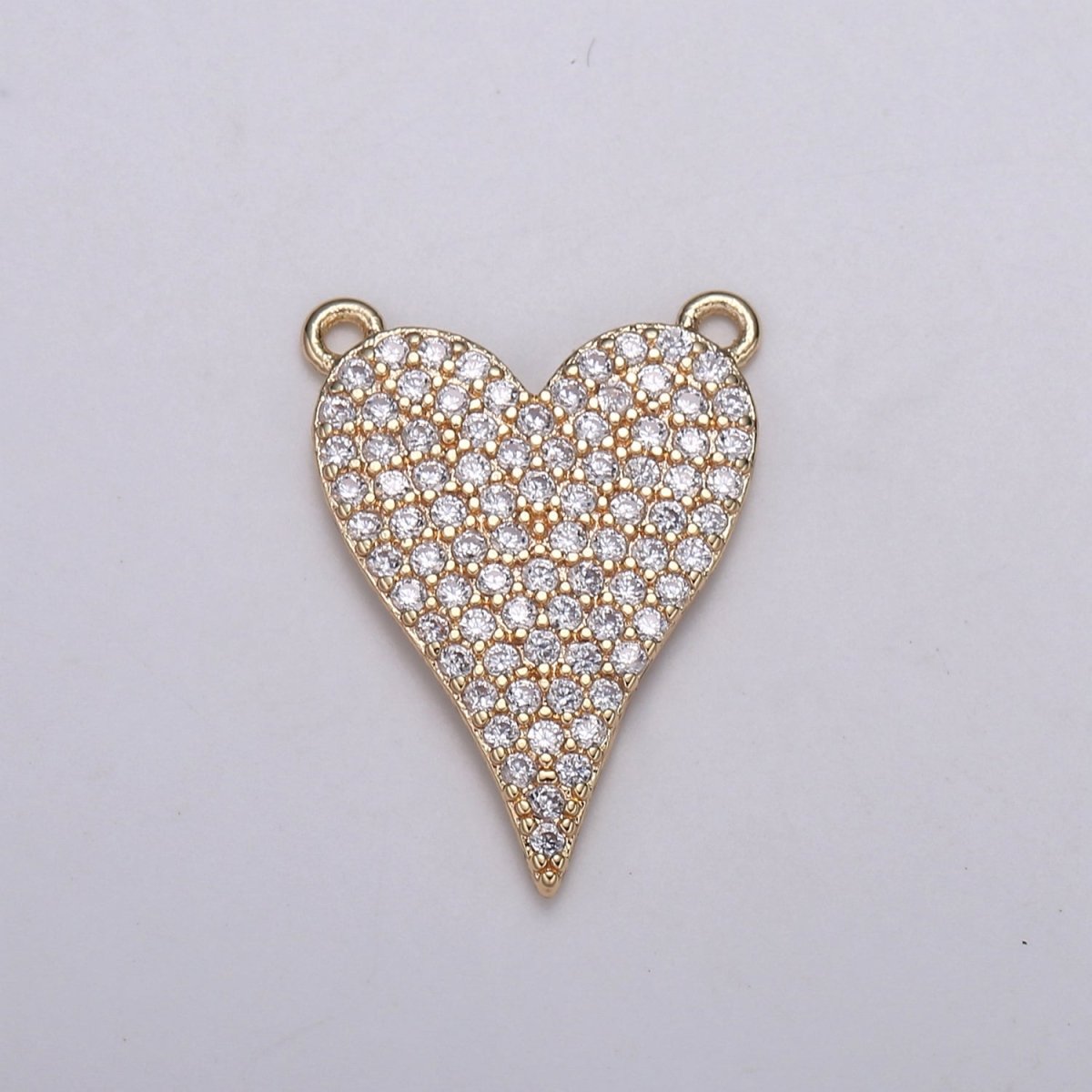 24K Gold Filled Golden Heart Love Connector Micro Pave CZ DIY Charm Necklace Bracelet Earrings Findings for Jewelry Making F-572