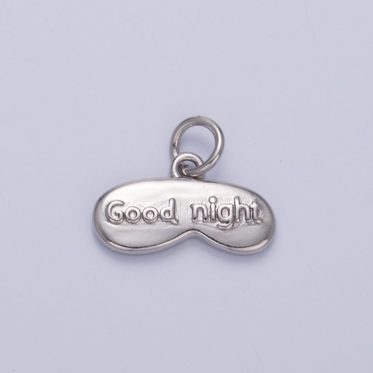 24K Gold Filled "Good Night" Script Engraved Sleep Mask Charm in Gold & Silver | W416