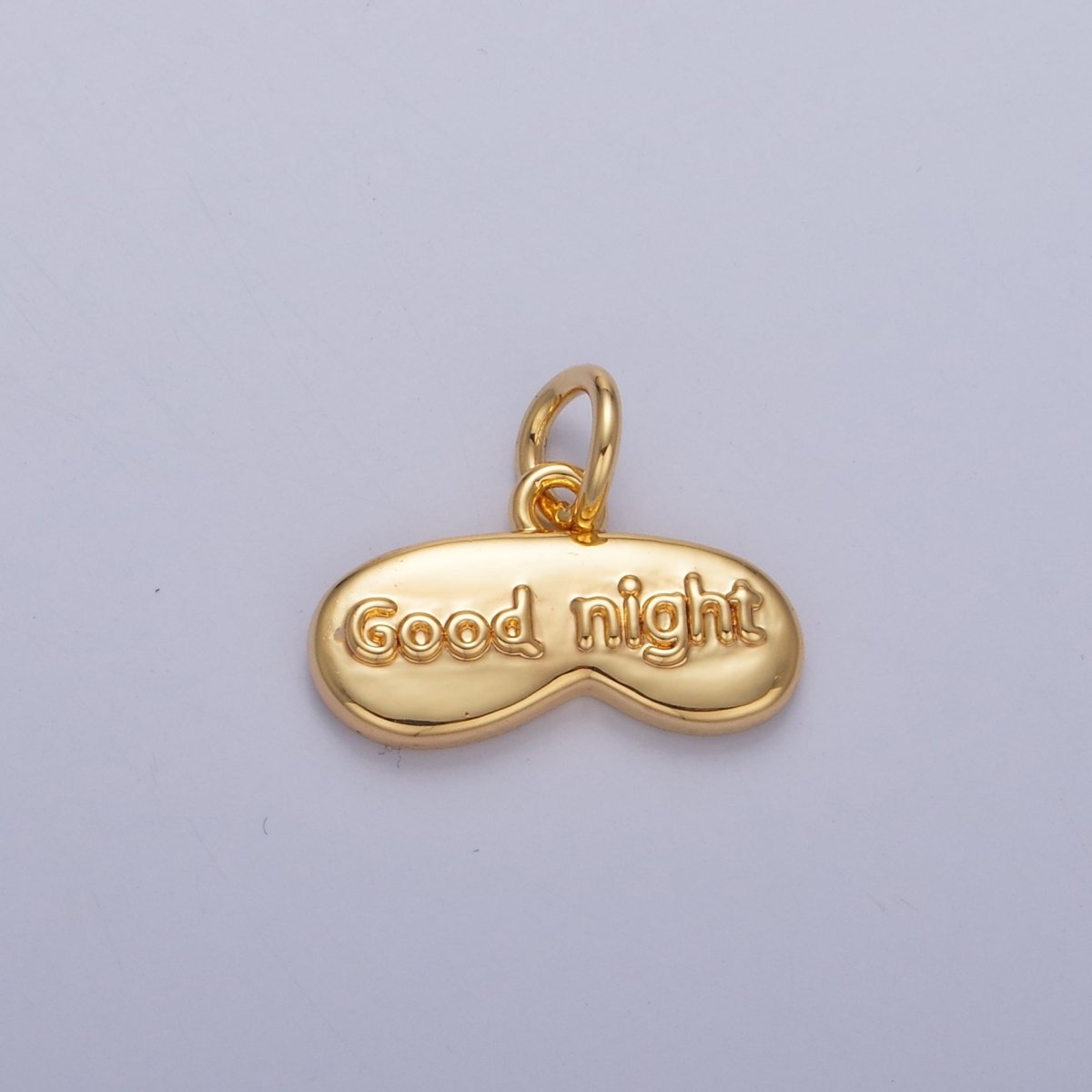 24K Gold Filled "Good Night" Script Engraved Sleep Mask Charm in Gold & Silver | W416