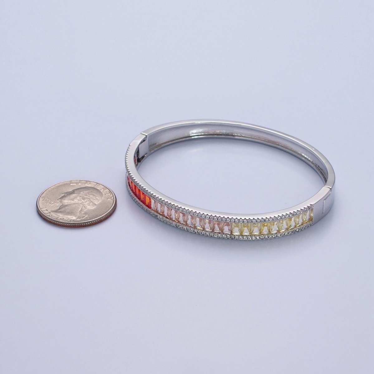 24K Gold Filled Gradient Baguette CZ  Bracelet Bangle, Ombre Tennis Bracelet | WA-978 WA-979 WA-980 WA-981 Clearance Pricing