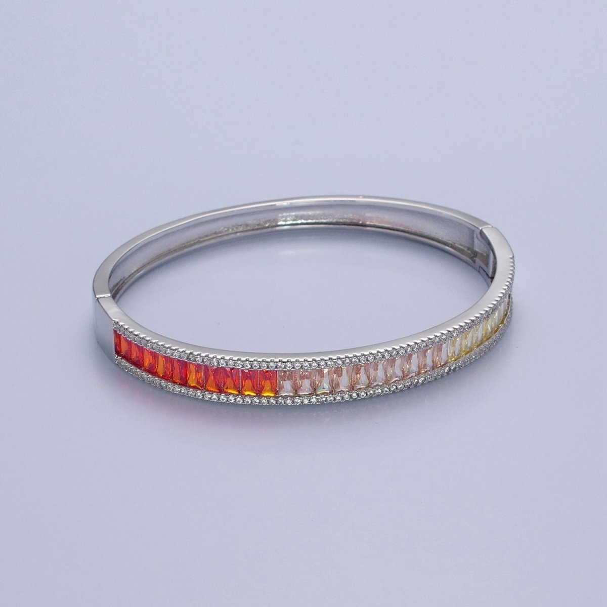 24K Gold Filled Gradient Baguette CZ  Bracelet Bangle, Ombre Tennis Bracelet | WA-978 WA-979 WA-980 WA-981 Clearance Pricing