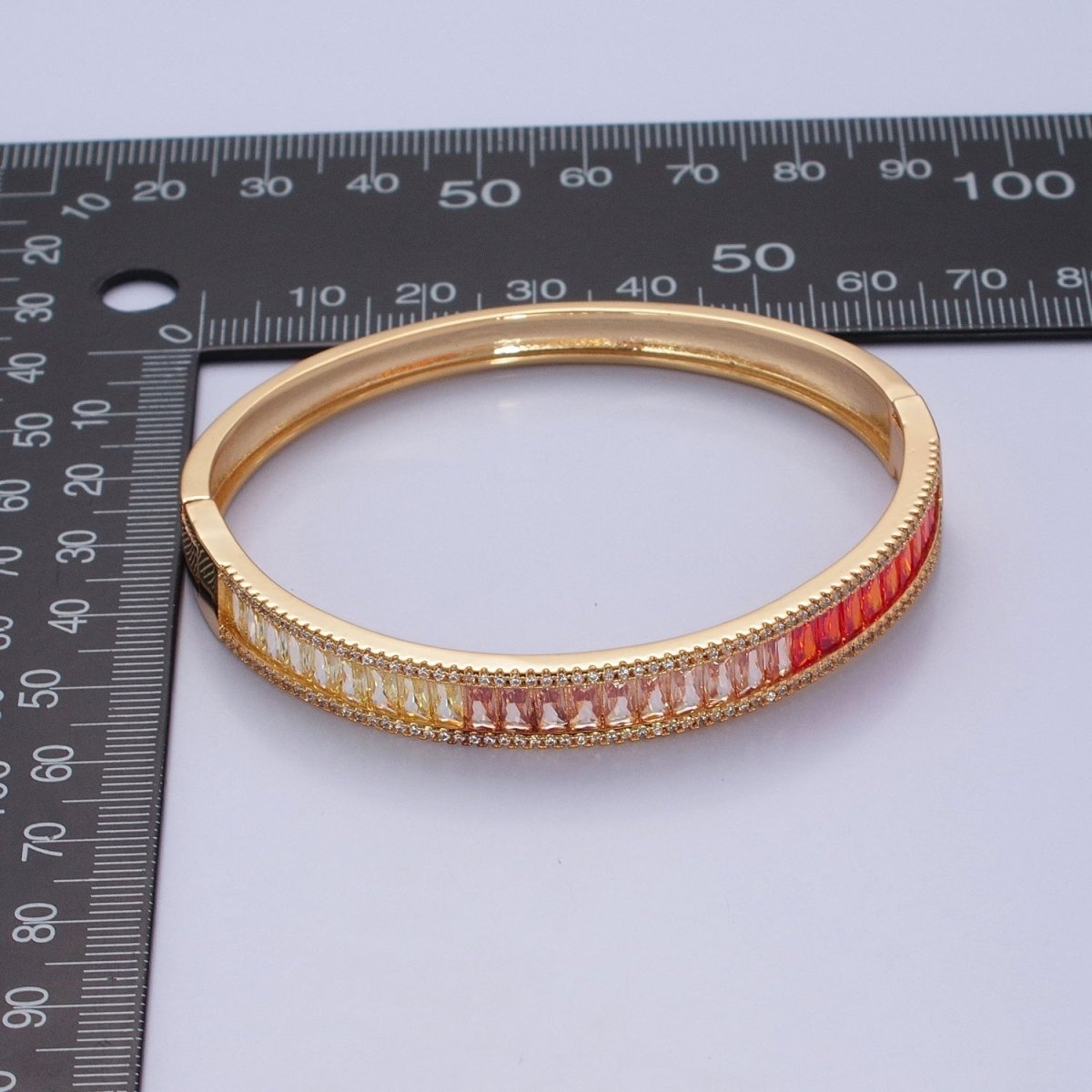 24K Gold Filled Gradient Baguette CZ  Bracelet Bangle, Ombre Tennis Bracelet | WA-978 WA-979 WA-980 WA-981 Clearance Pricing