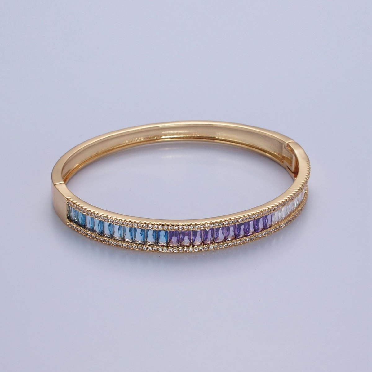 24K Gold Filled Gradient Baguette CZ  Bracelet Bangle, Ombre Tennis Bracelet | WA-978 WA-979 WA-980 WA-981 Clearance Pricing