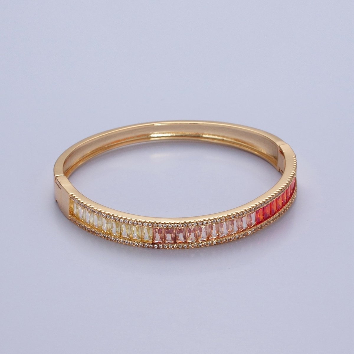 24K Gold Filled Gradient Baguette CZ  Bracelet Bangle, Ombre Tennis Bracelet | WA-978 WA-979 WA-980 WA-981 Clearance Pricing