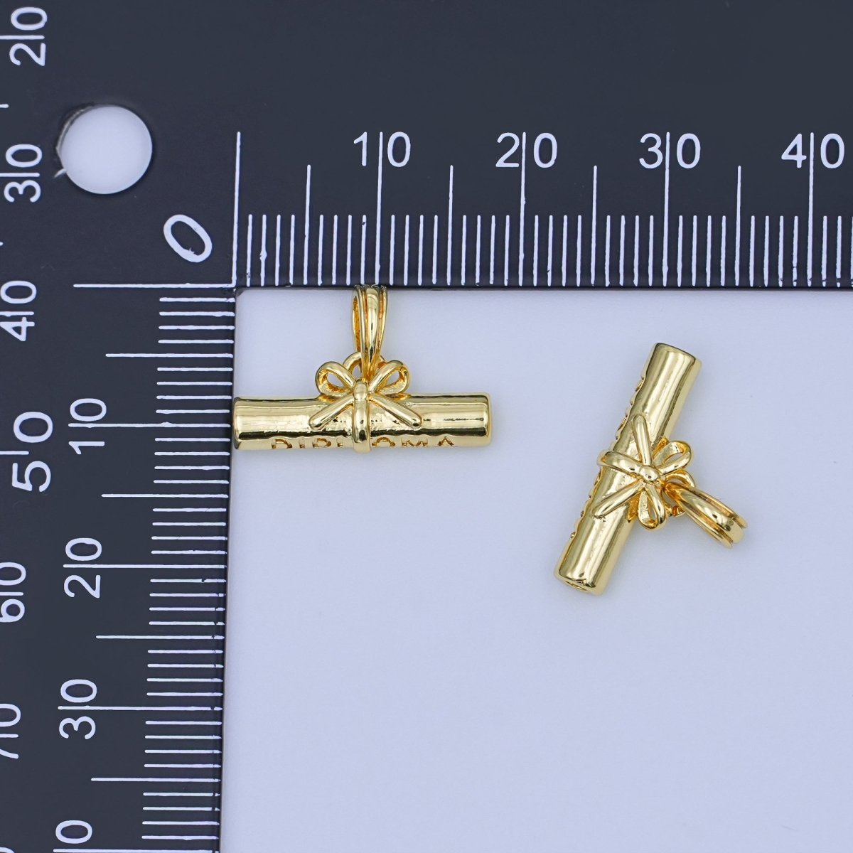 24K Gold Filled Graduate Diploma Engraved Charm | AA1485 - DLUXCA