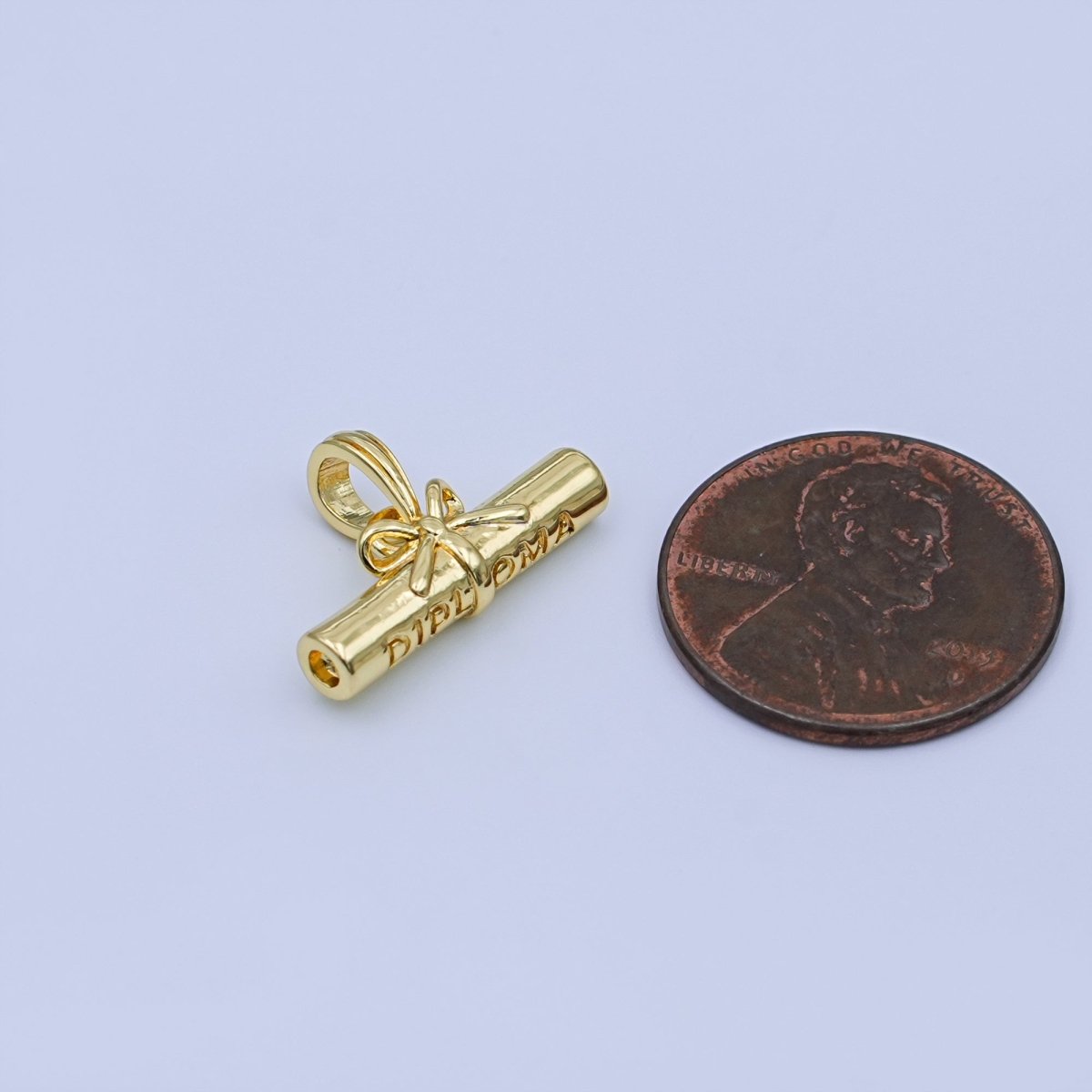 24K Gold Filled Graduate Diploma Engraved Charm | AA1485 - DLUXCA