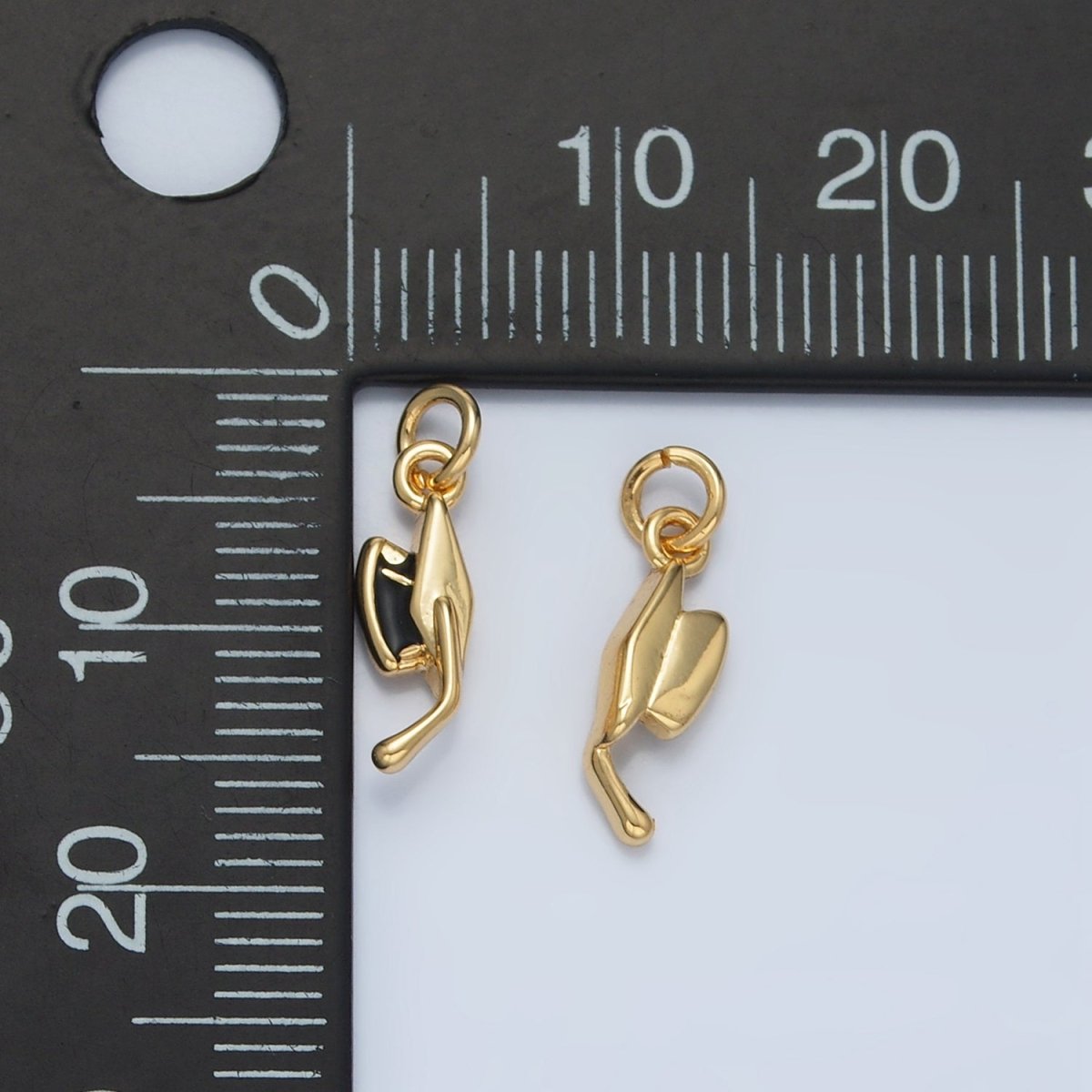 24K Gold Filled Graduation Cap Black Enamel Mini Charm in Gold & Silver | N822