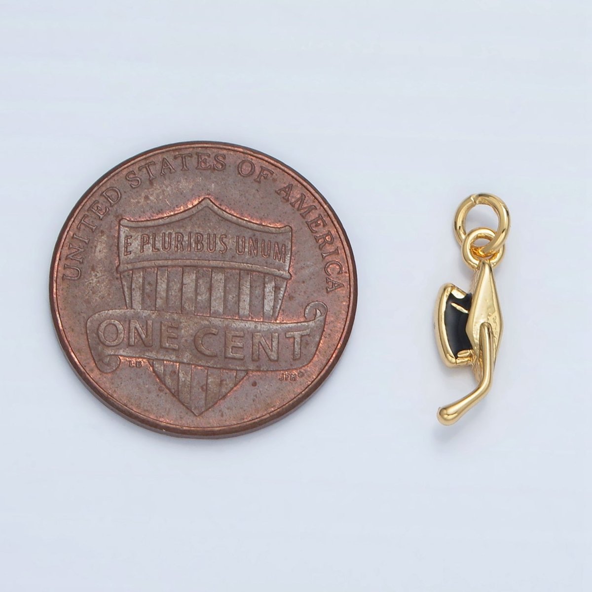 24K Gold Filled Graduation Cap Black Enamel Mini Charm in Gold & Silver | N822
