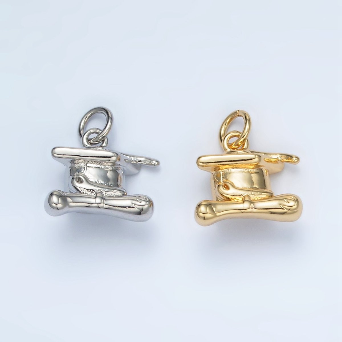 24K Gold Filled Graduation Cap Mini Charm in Gold & Silver | AG864