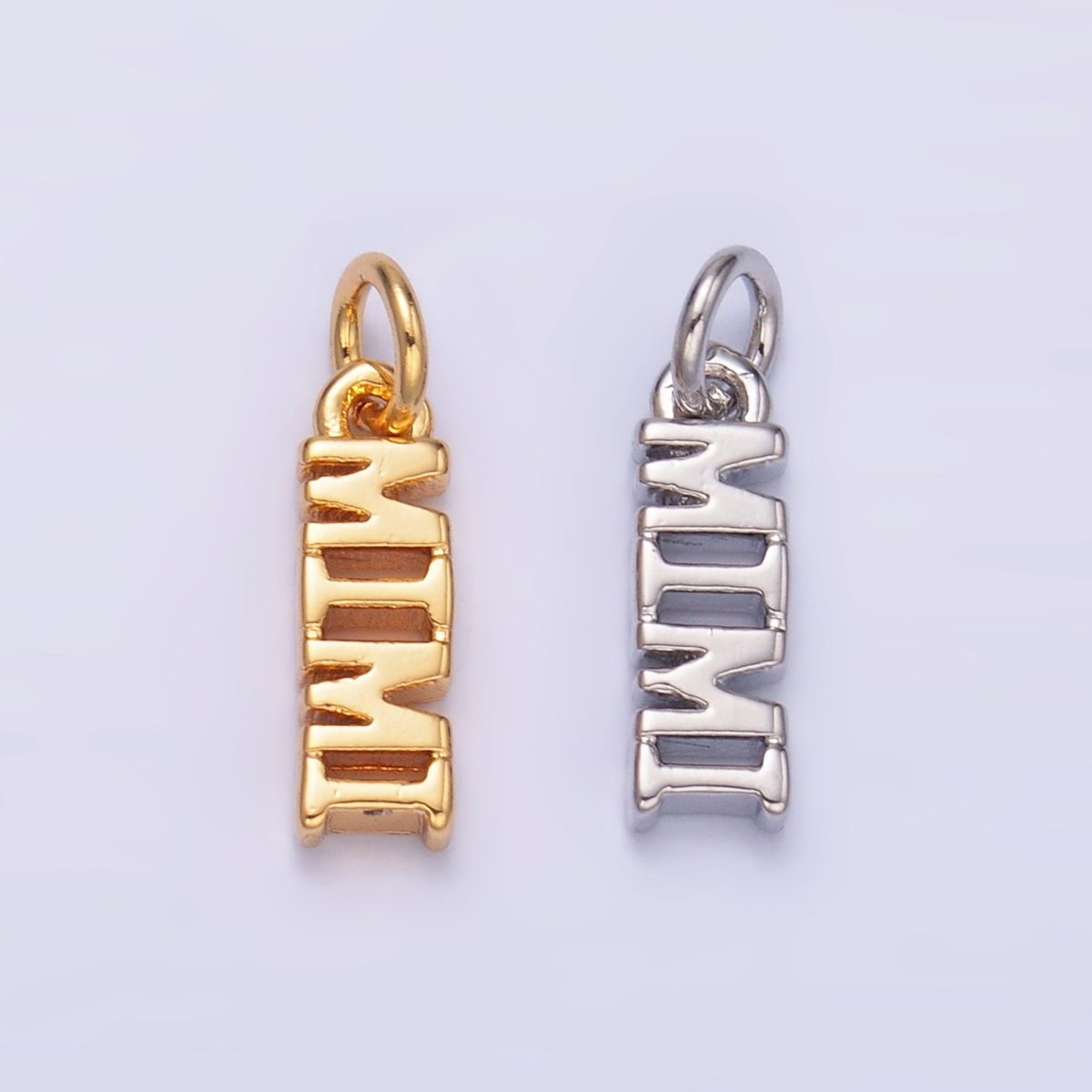 24K Gold Filled Grandmother "MIMI" Script Charm in Gold & Silver | W425