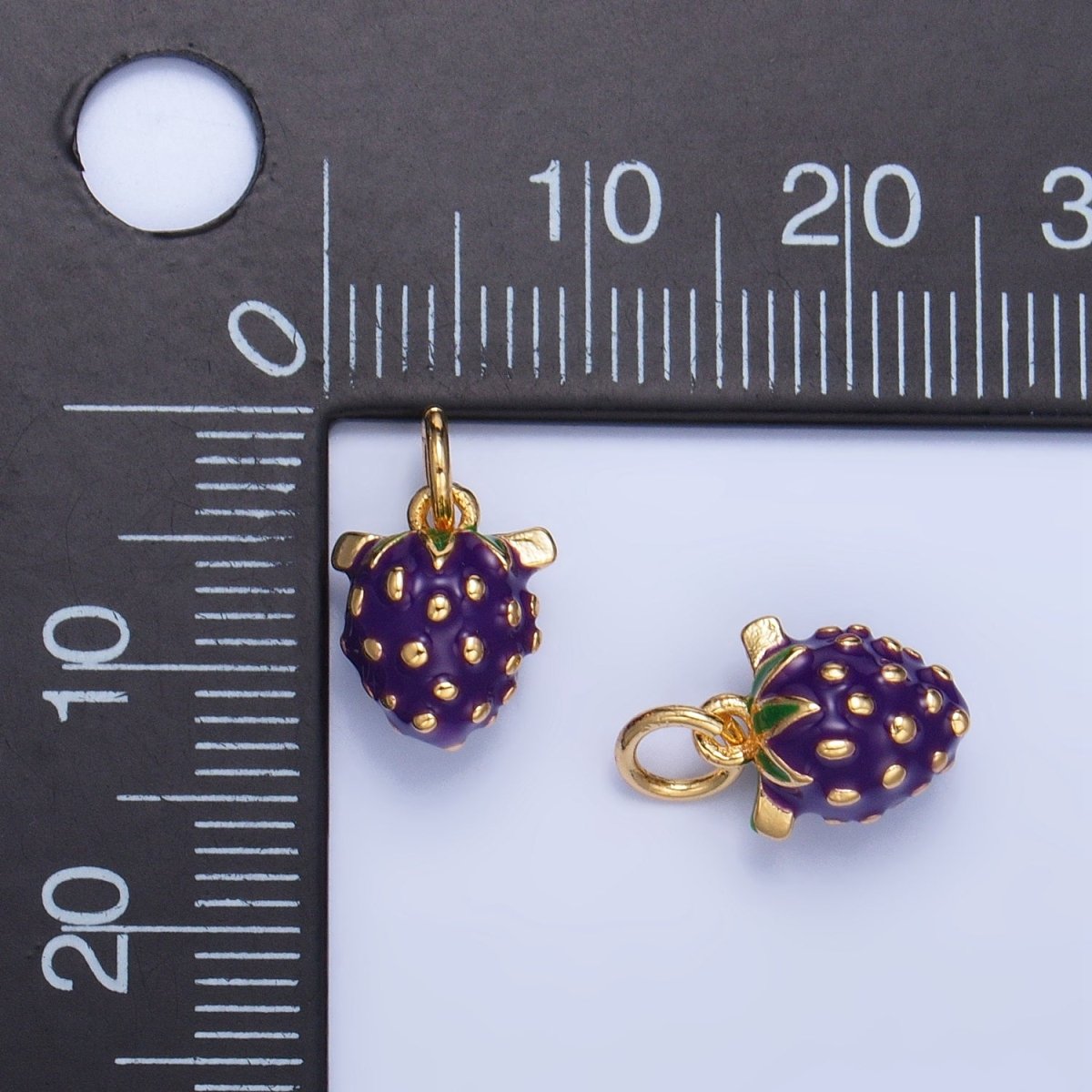 24K Gold Filled Grape Fruit Enamel Mini Multidimensional Charm | W060