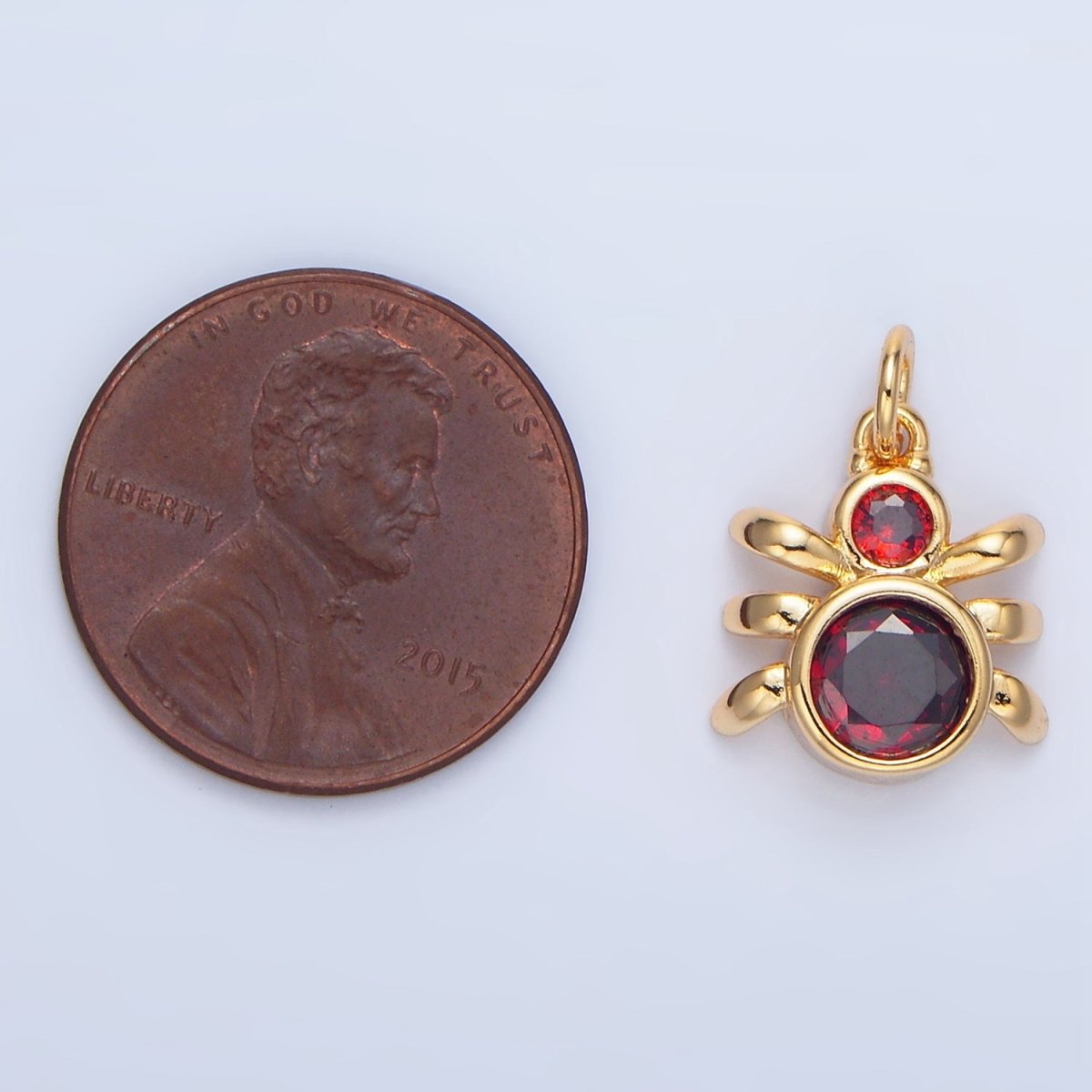 24K Gold Filled Green, Black, Red CZ Insect Spider Charm | X886 - X901