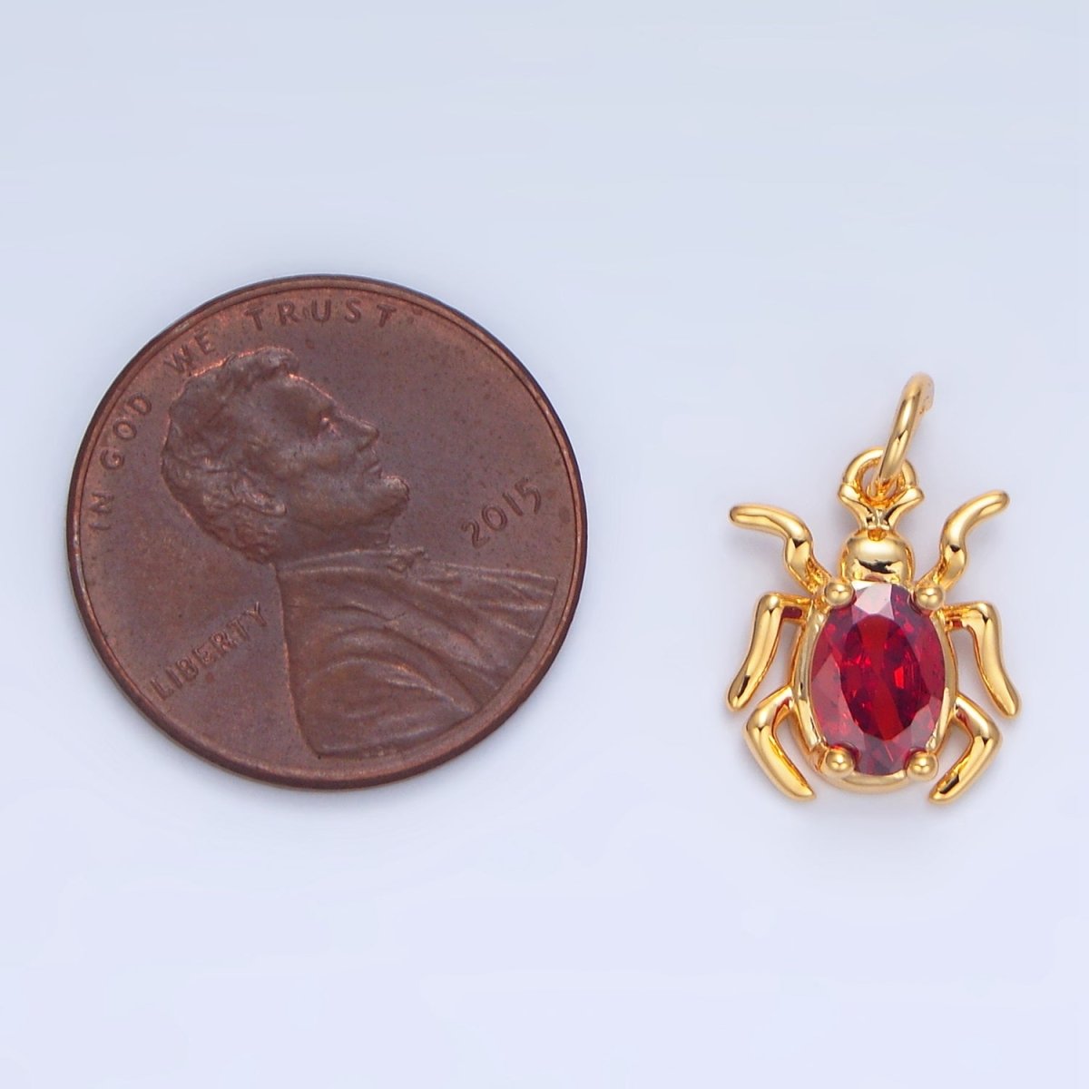 24K Gold Filled Green, Black, Red CZ Spider Insect Charm | X902 - X904