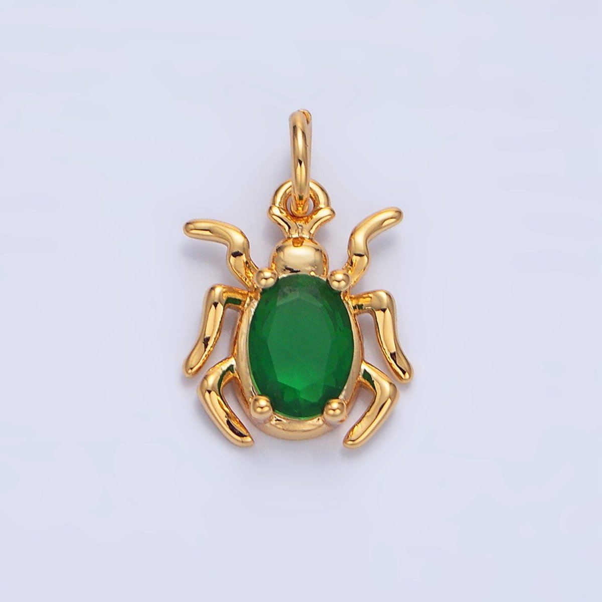 24K Gold Filled Green, Black, Red CZ Spider Insect Charm | X902 - X904