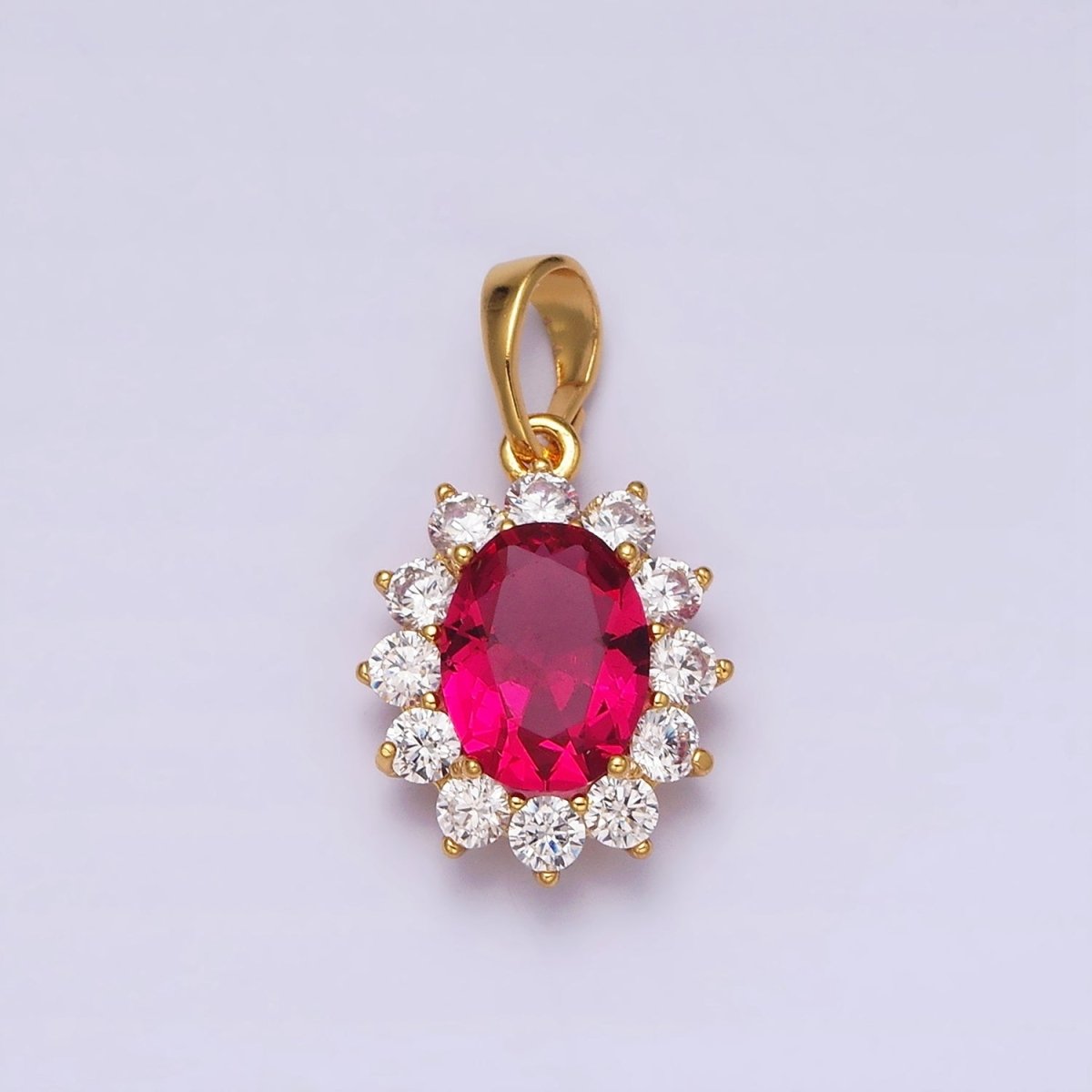 24K Gold Filled Green, Blue, Red CZ Flower Celestial Sun Pendant | AA520 - AA522