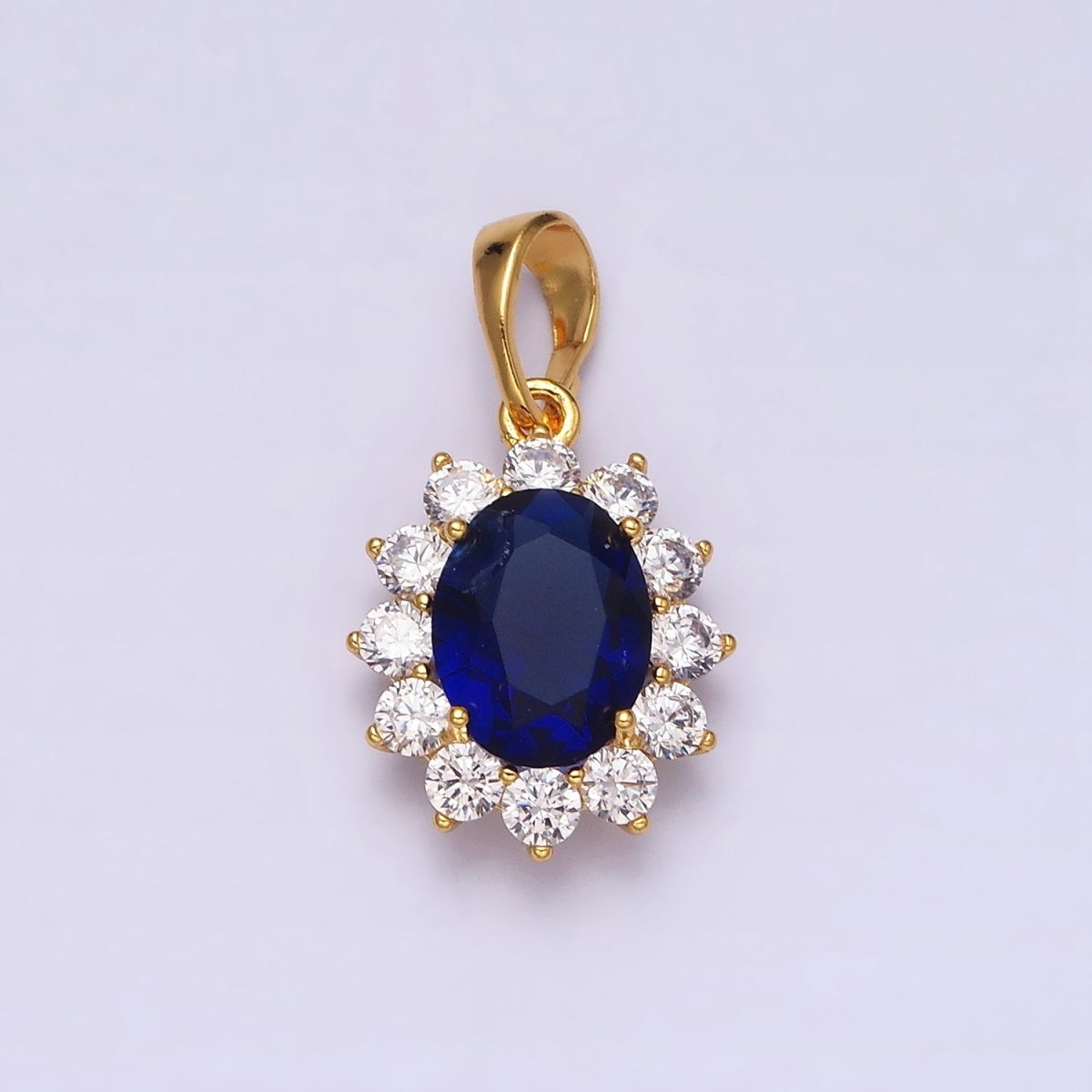 24K Gold Filled Green, Blue, Red CZ Flower Celestial Sun Pendant | AA520 - AA522