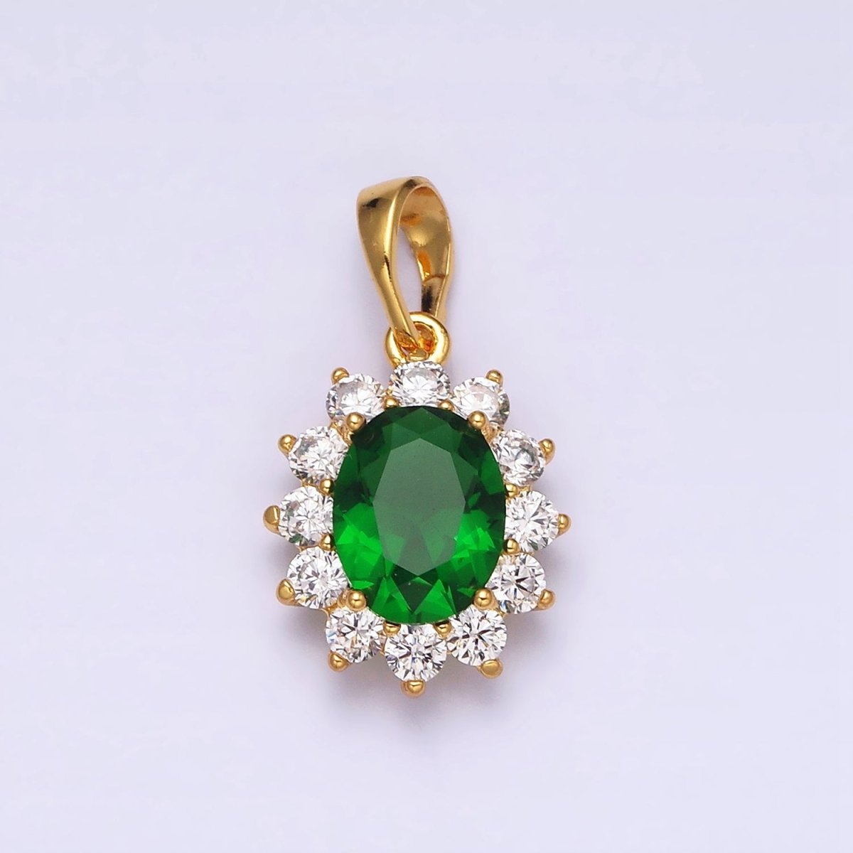 24K Gold Filled Green, Blue, Red CZ Flower Celestial Sun Pendant | AA520 - AA522
