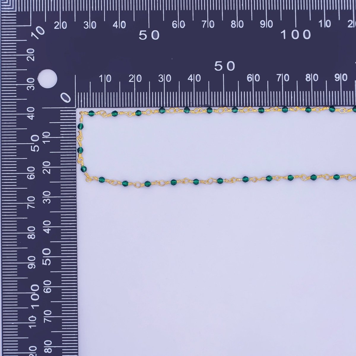 24K Gold Filled Green Crystal Link Unfinished Chain by Yard | Roll - 1668 - DLUXCA