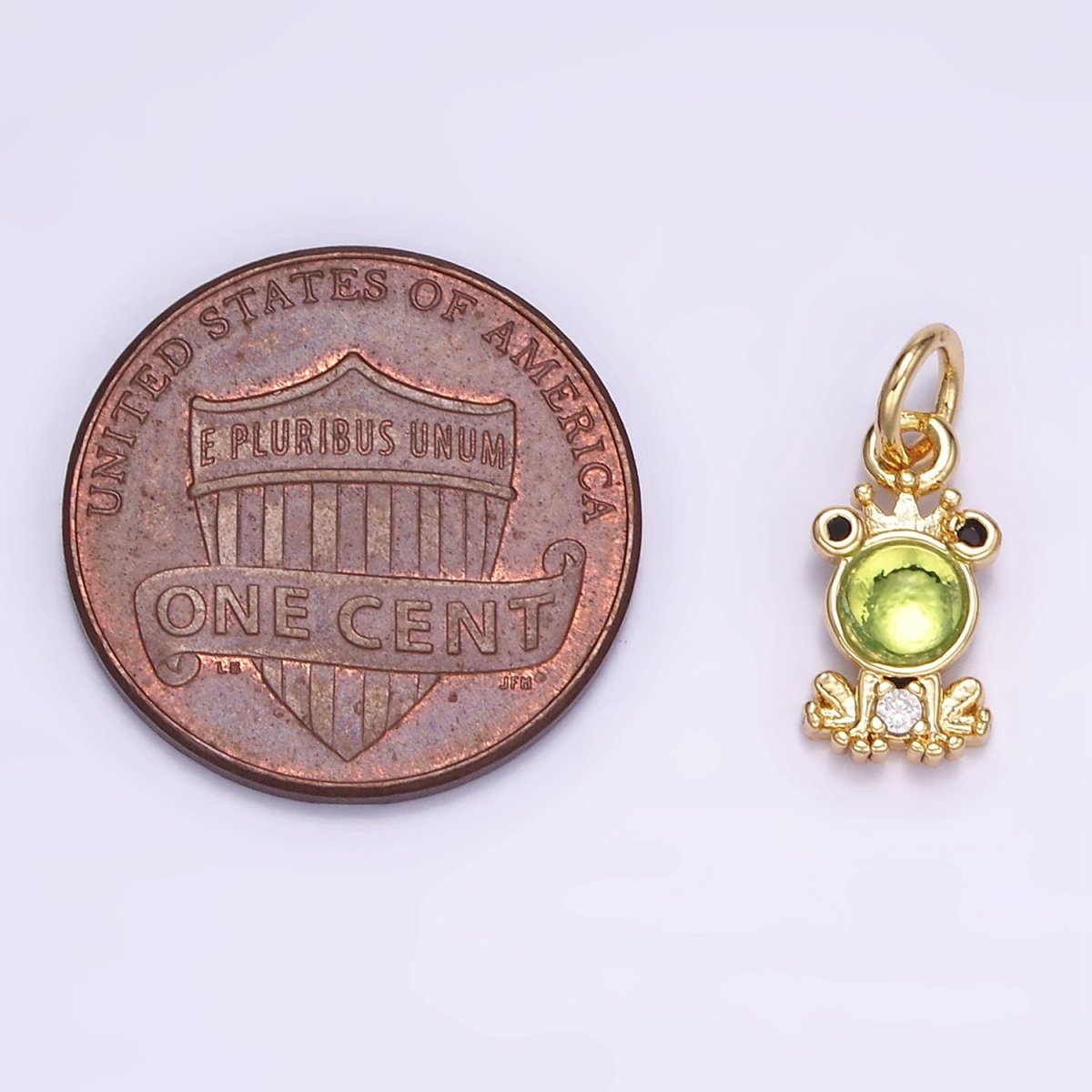 24K Gold Filled Green CZ King Frog Charm | M125 - DLUXCA