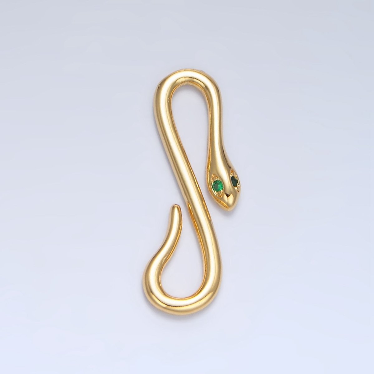 24K Gold Filled Green CZ Snake Push Closure Findings in Gold & Silver | Z974
